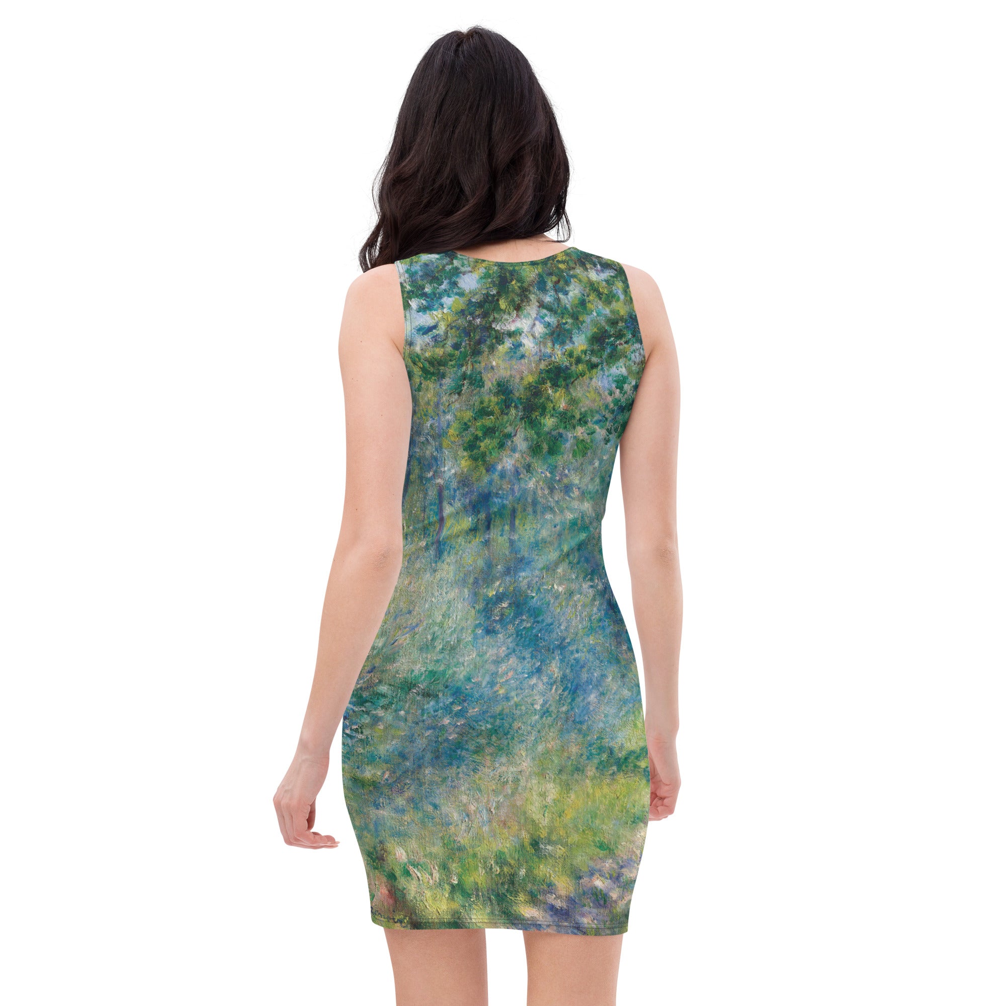 Pierre-Auguste Renoir 'Path in the Forest' Beroemde schilderij bodycon-jurk | Premium kunstjurk