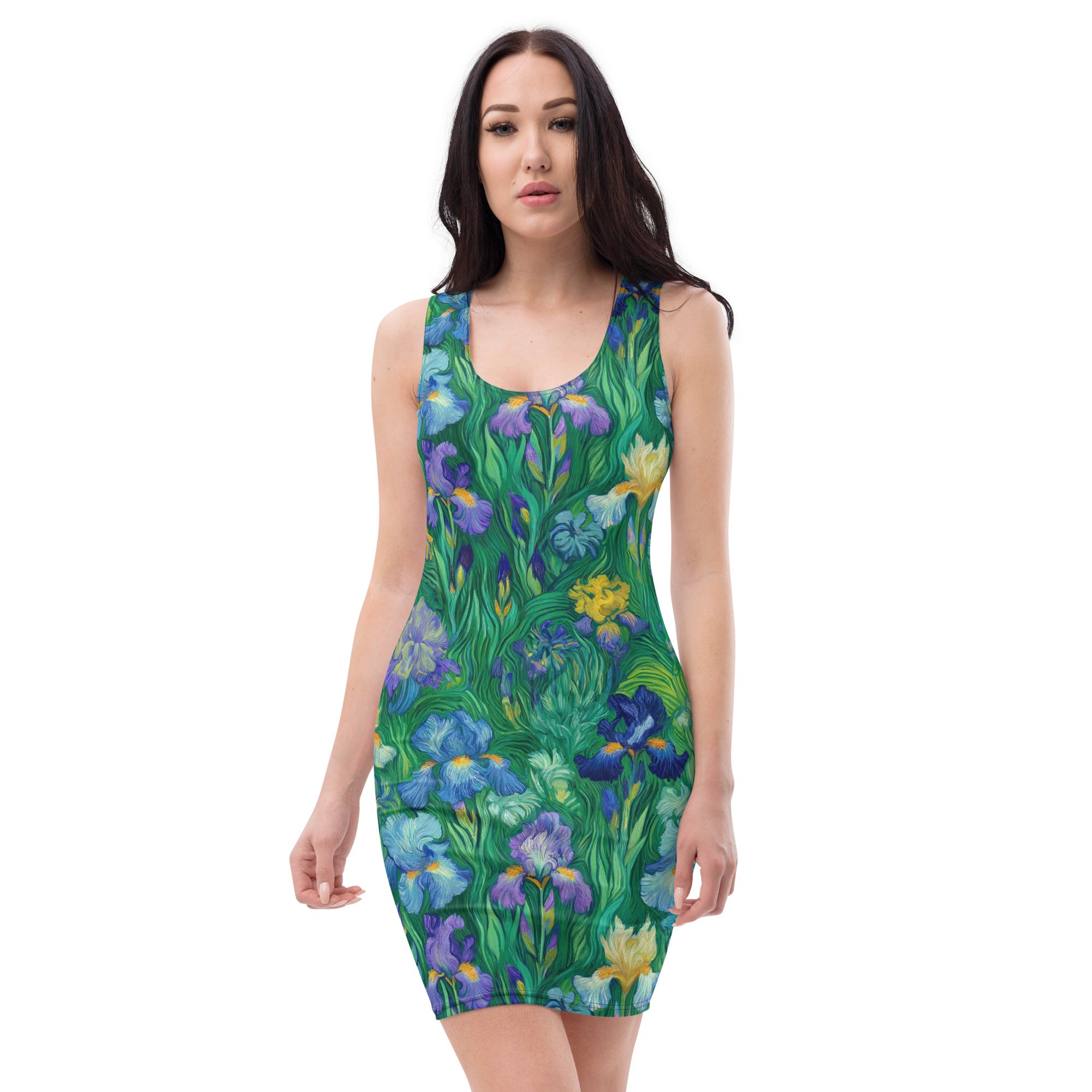 Vincent van Gogh 'Irissen' beroemde schilderij bodycon-jurk | Premium kunstjurk