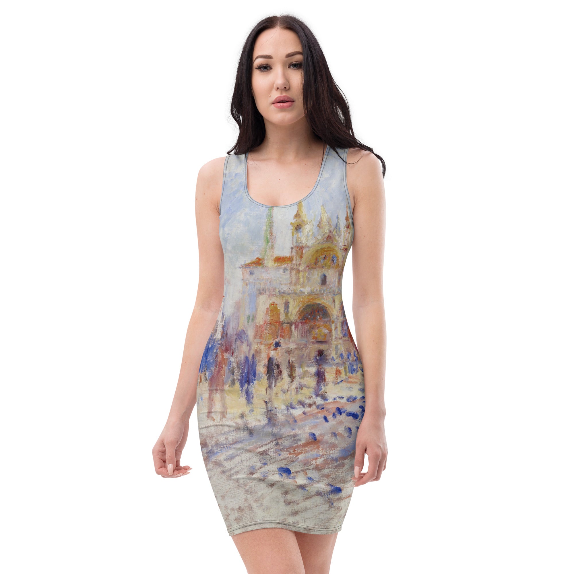 Pierre-Auguste Renoir 'Het Piazza San Marco, Venetië' Beroemde schilderij bodycon-jurk | Premium kunstjurk