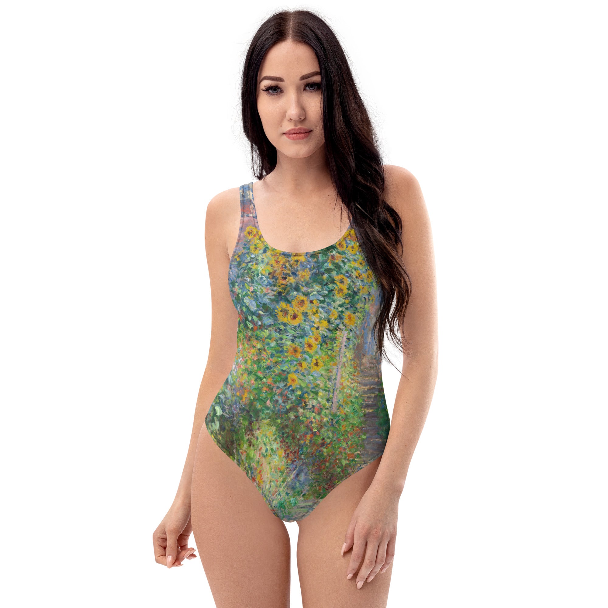 Claude Monet 'De tuin van de kunstenaar in Vétheuil' Beroemd schilderij-badpak | Premium Art badpak uit één stuk