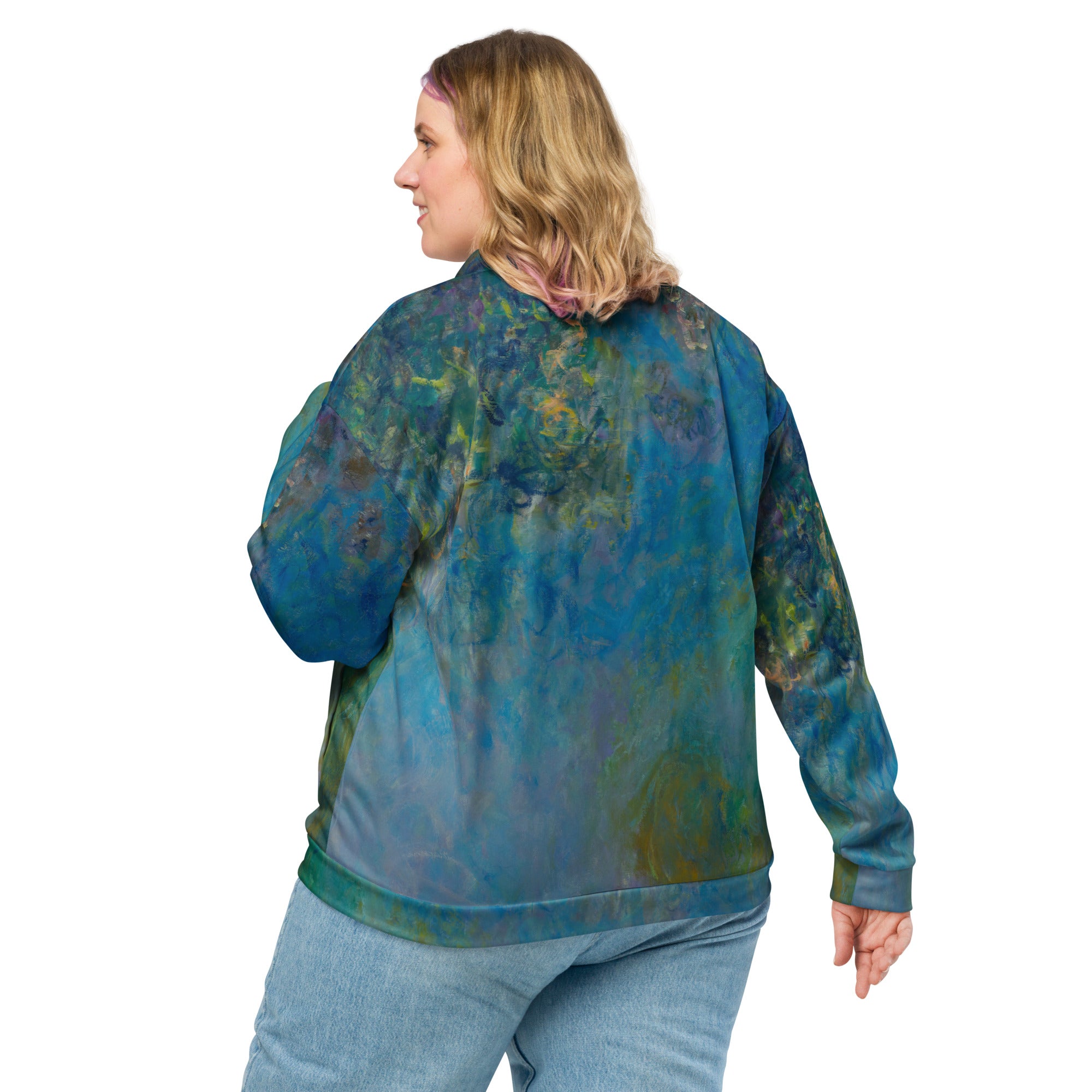 Claude Monet 'Wisteria' beroemde schilderij Bomberjack | Unisex kunstbommenwerper met allover print