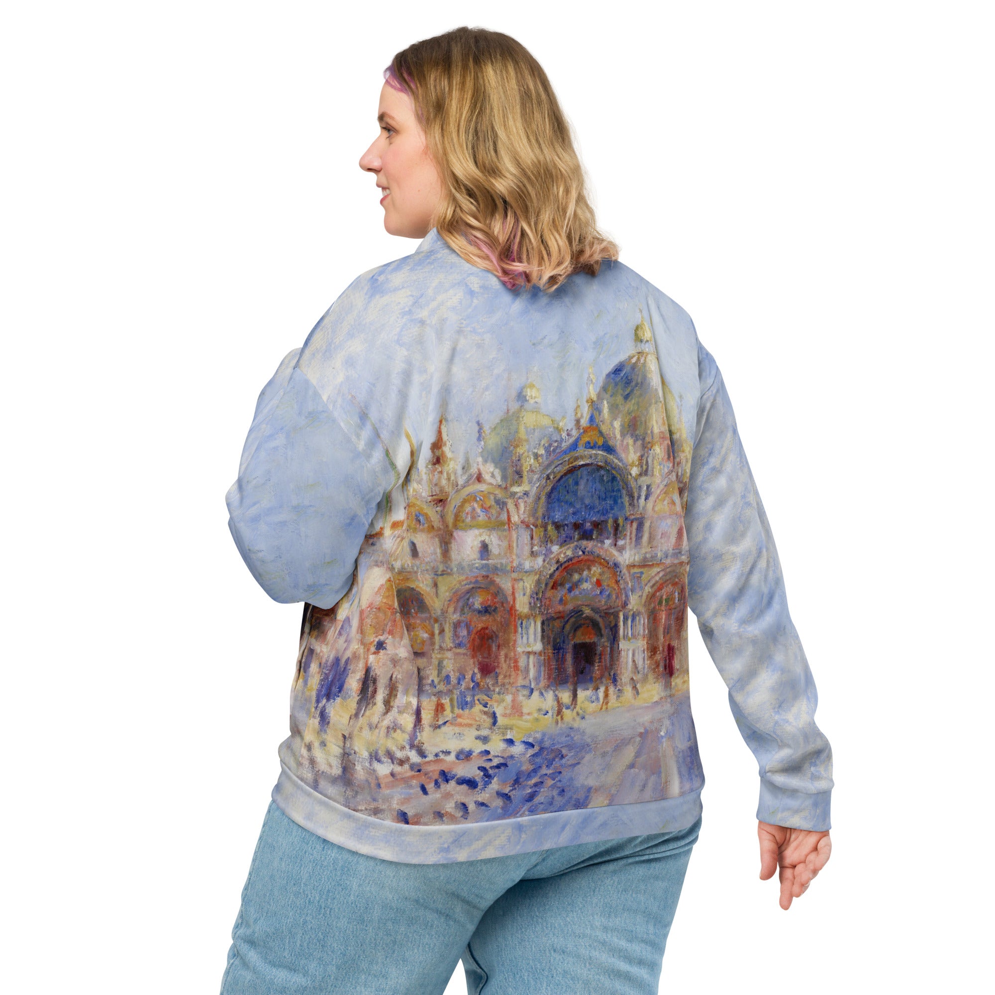Pierre-Auguste Renoir 'Het Piazza San Marco, Venetië' Beroemd schilderij Bomberjack | Allover print unisex kunstbommenwerperjack