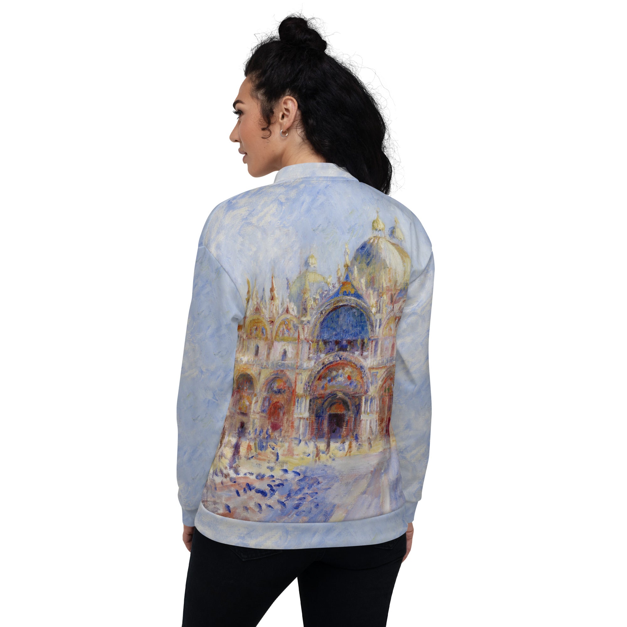 Pierre-Auguste Renoir 'Het Piazza San Marco, Venetië' Beroemd schilderij Bomberjack | Allover print unisex kunstbommenwerperjack