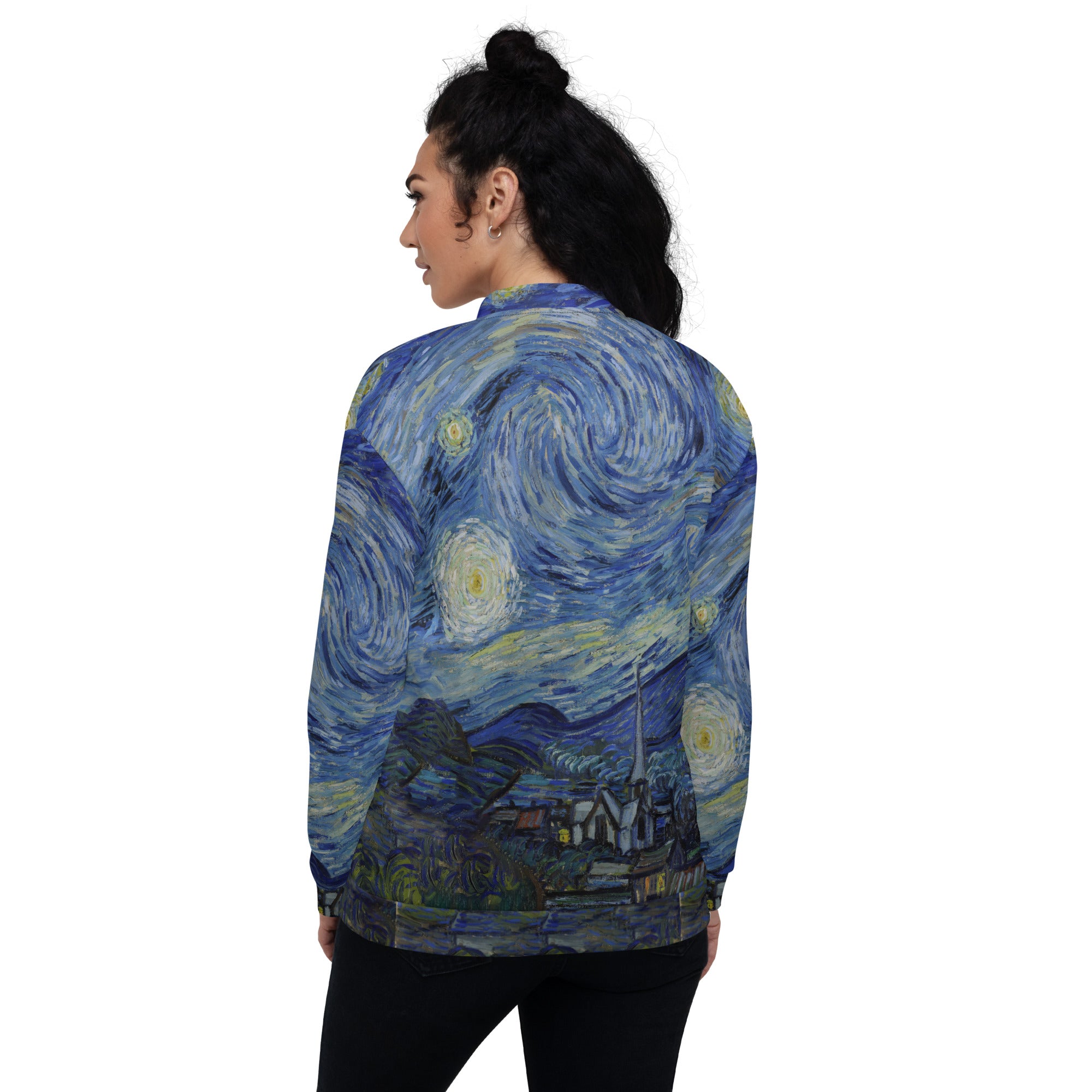 Vincent van Gogh 'Sterrennacht' Beroemd schilderij Bomberjack | Allover print unisex kunstbommenwerperjack