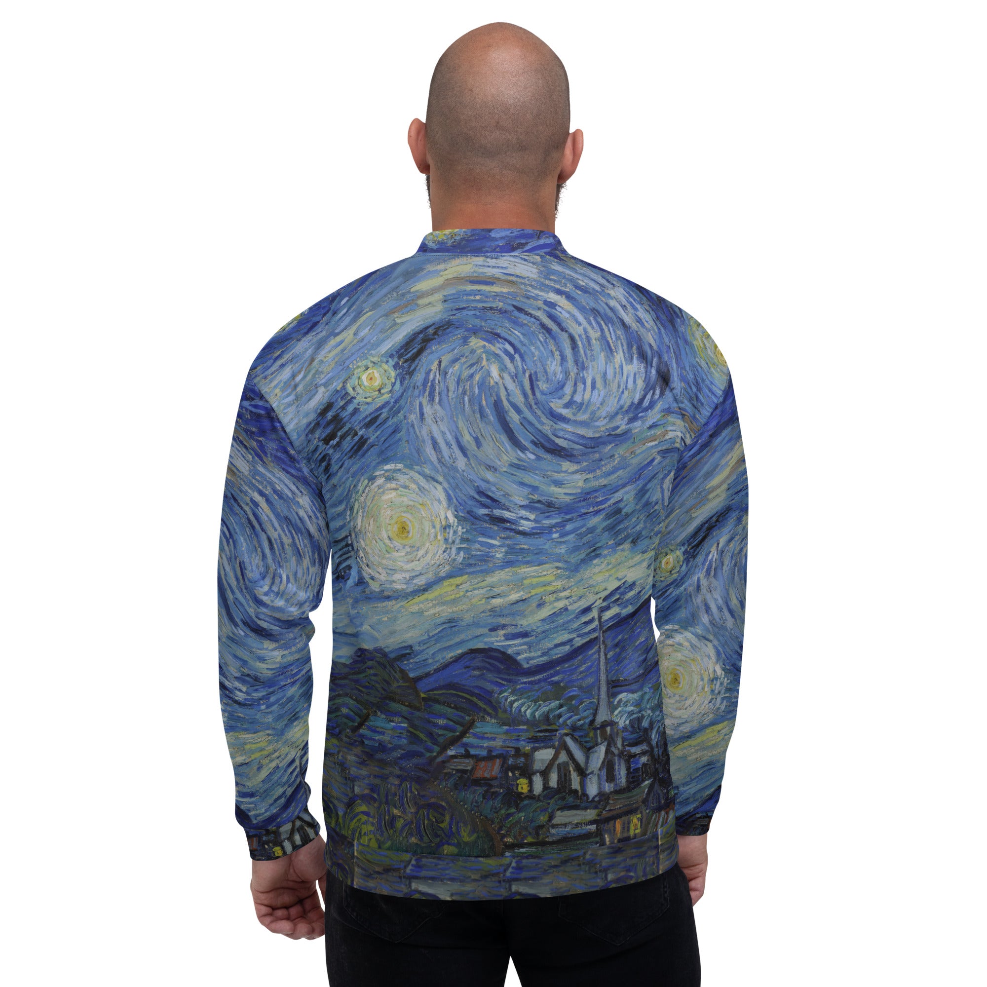 Vincent van Gogh 'Sterrennacht' Beroemd schilderij Bomberjack | Allover print unisex kunstbommenwerperjack