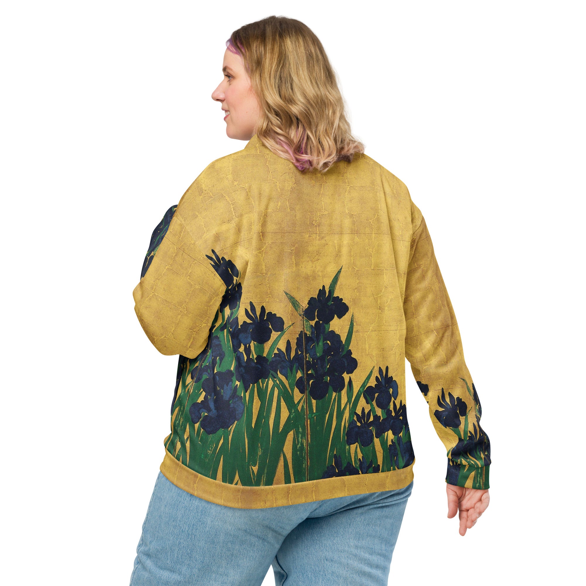 Bomberjacke mit berühmtem Gemälde „Iris“ von Ogata Kōrin | Bomberjacke mit Allover-Print, Unisex