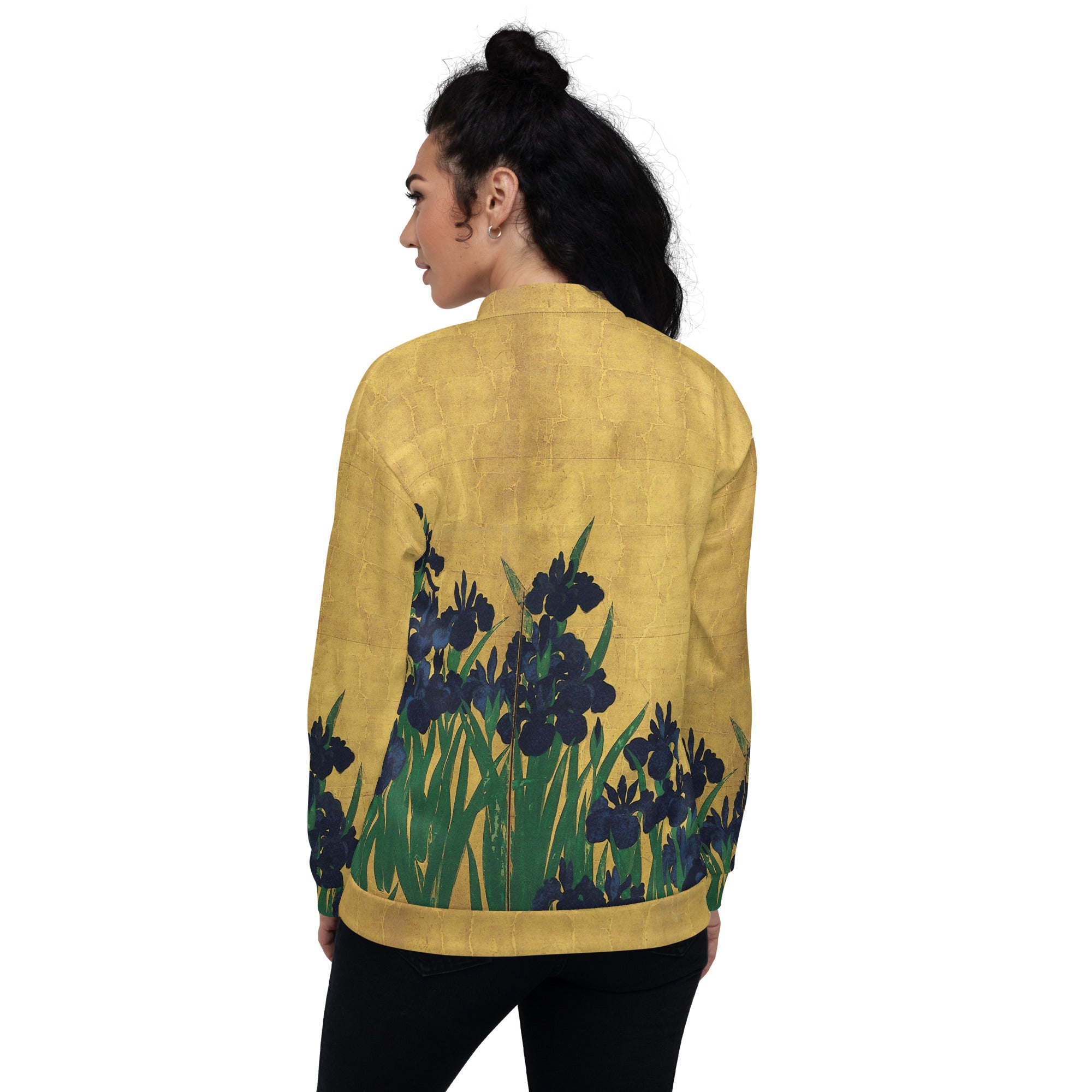 Bomberjacke mit berühmtem Gemälde „Iris“ von Ogata Kōrin | Bomberjacke mit Allover-Print, Unisex
