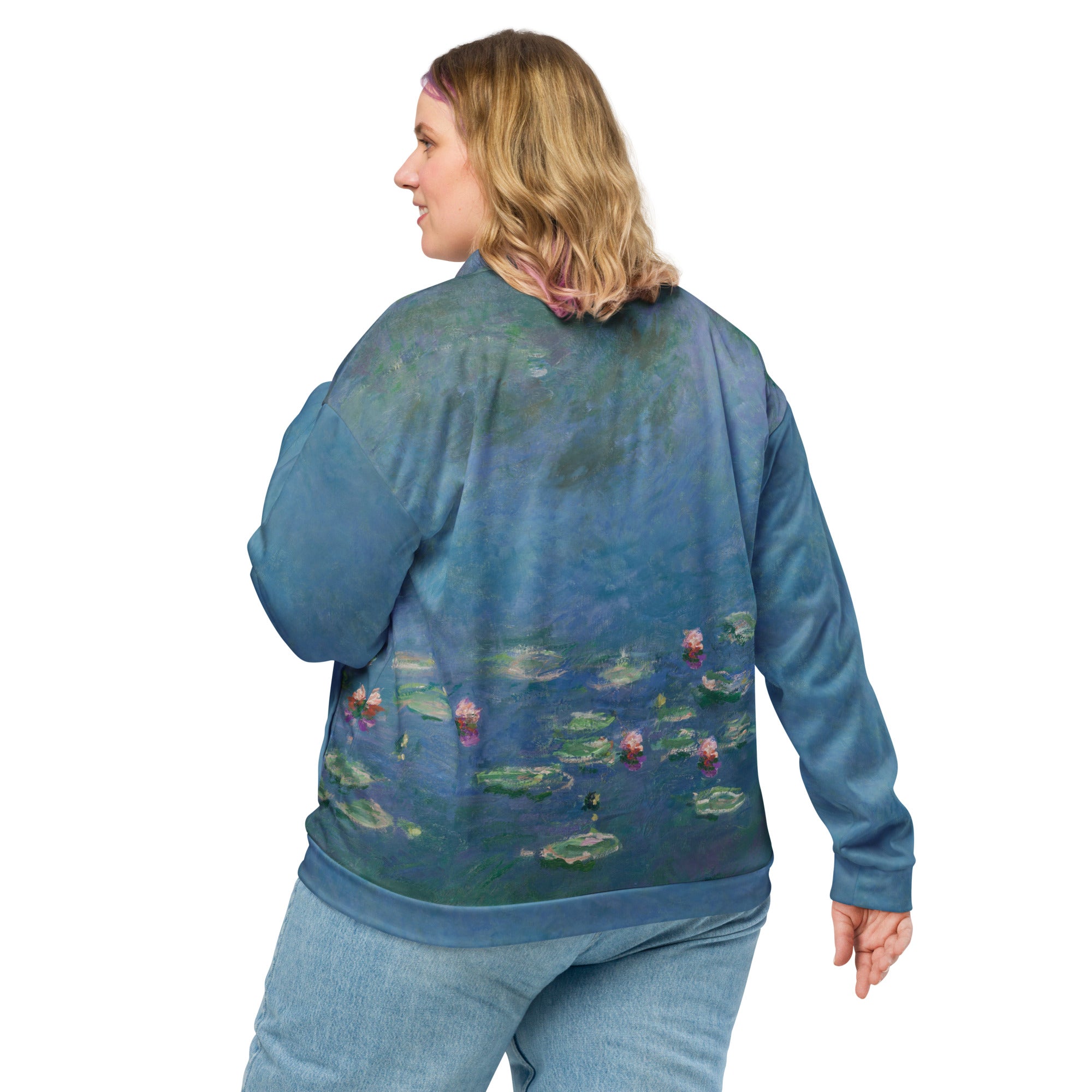 Bomberjacke mit berühmtem Gemälde „Seerosen“ von Claude Monet | Bomberjacke mit Allover-Print, Unisex