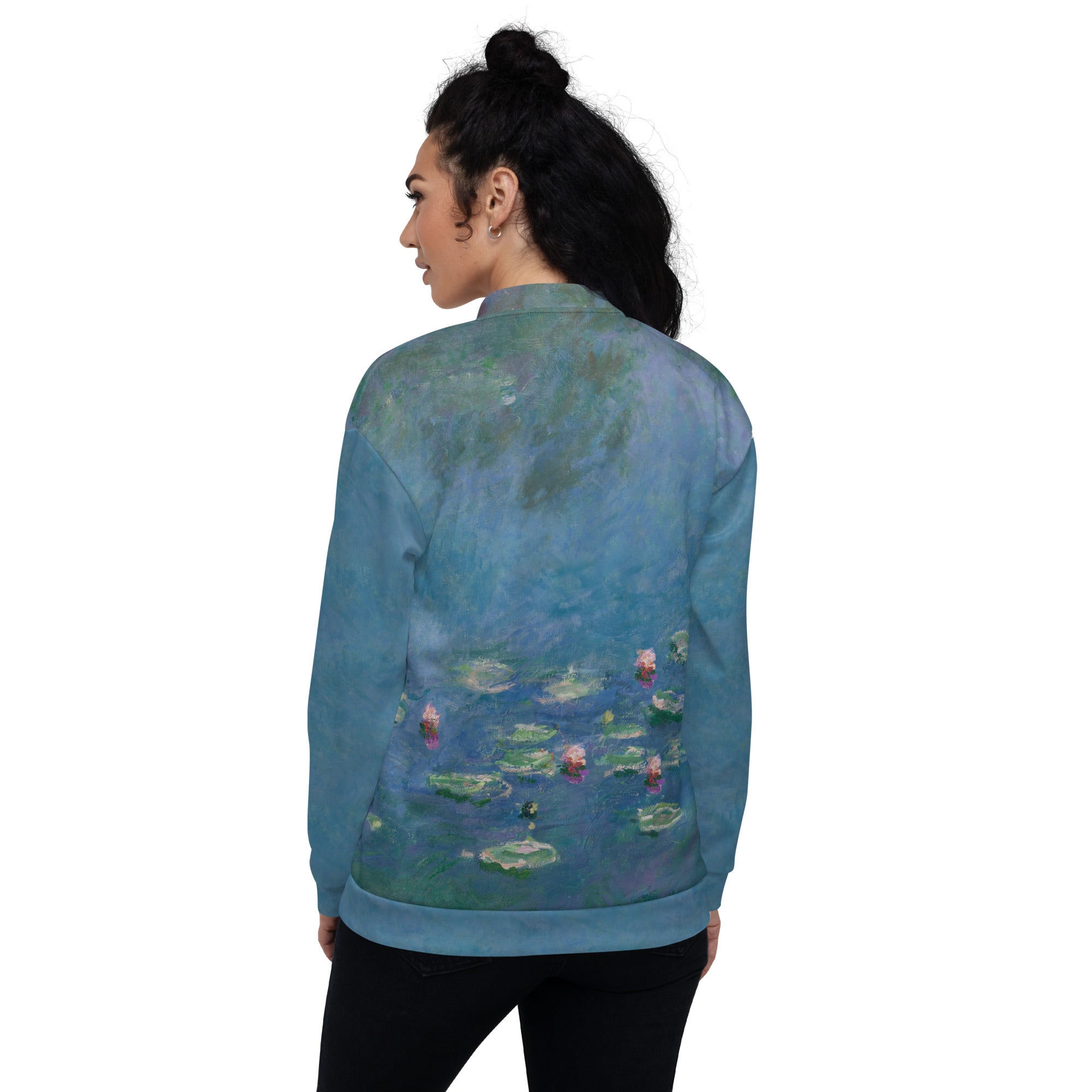 Bomberjacke mit berühmtem Gemälde „Seerosen“ von Claude Monet | Bomberjacke mit Allover-Print, Unisex