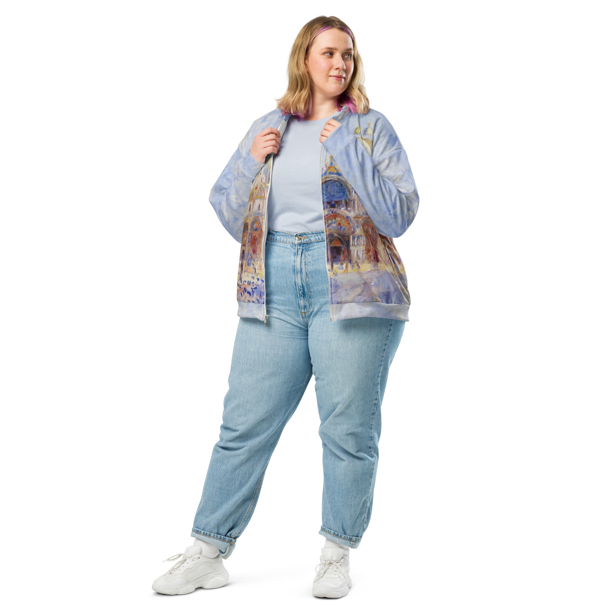 Pierre-Auguste Renoir 'Het Piazza San Marco, Venetië' Beroemd schilderij Bomberjack | Allover print unisex kunstbommenwerperjack