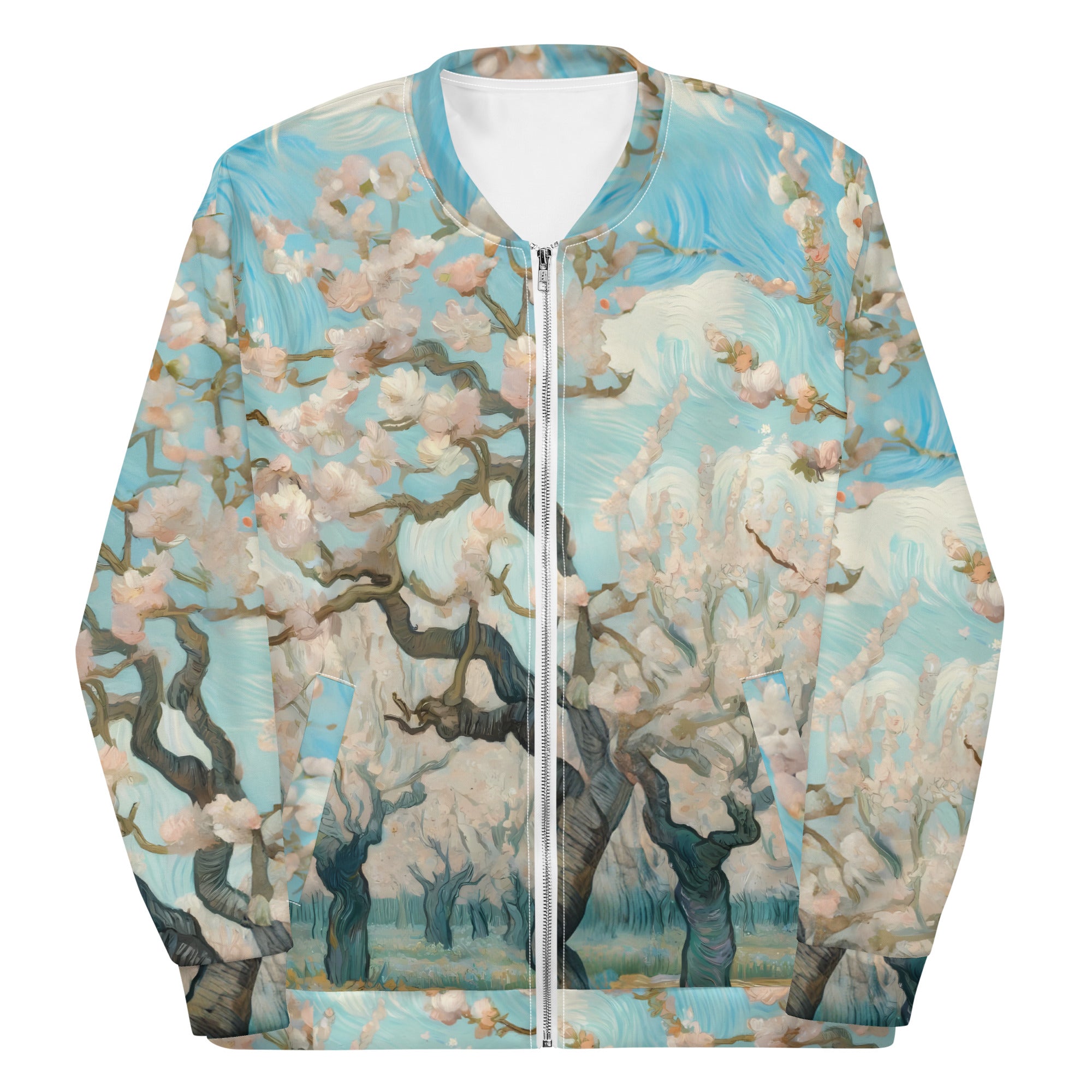 Vincent van Gogh 'Boomgaard in bloei' Beroemd schilderij Bomberjack | Allover print unisex kunstbommenwerperjack