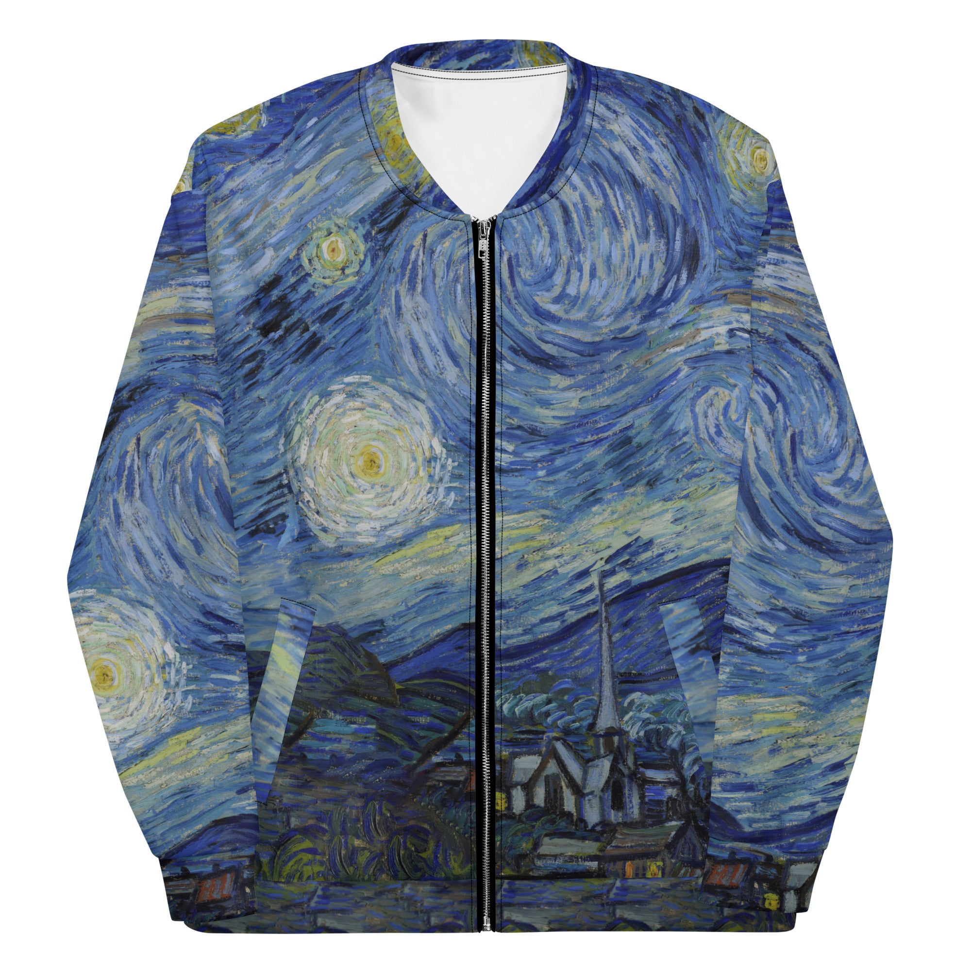 Vincent van Gogh 'Sterrennacht' Beroemd schilderij Bomberjack | Allover print unisex kunstbommenwerperjack