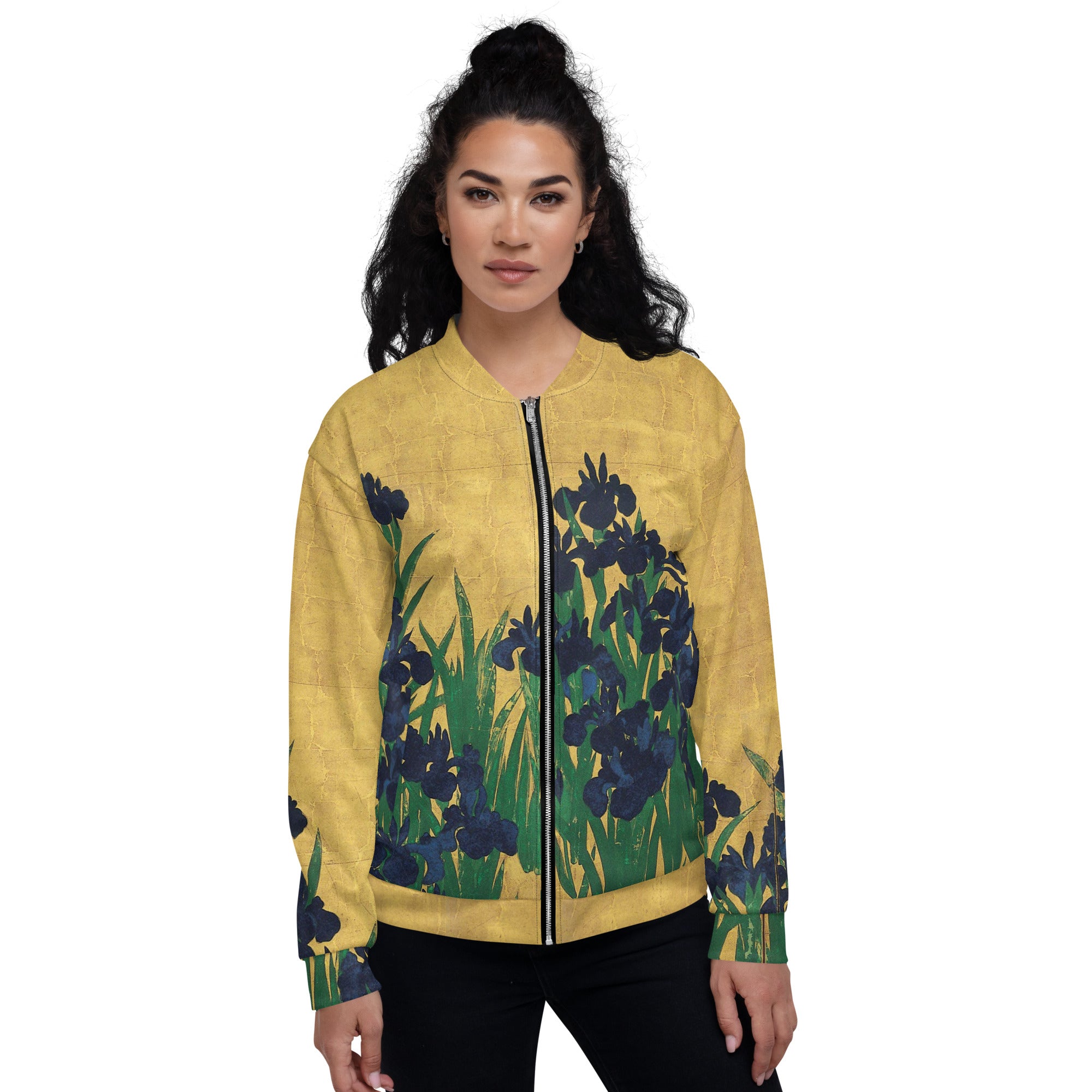 Bomberjacke mit berühmtem Gemälde „Iris“ von Ogata Kōrin | Bomberjacke mit Allover-Print, Unisex