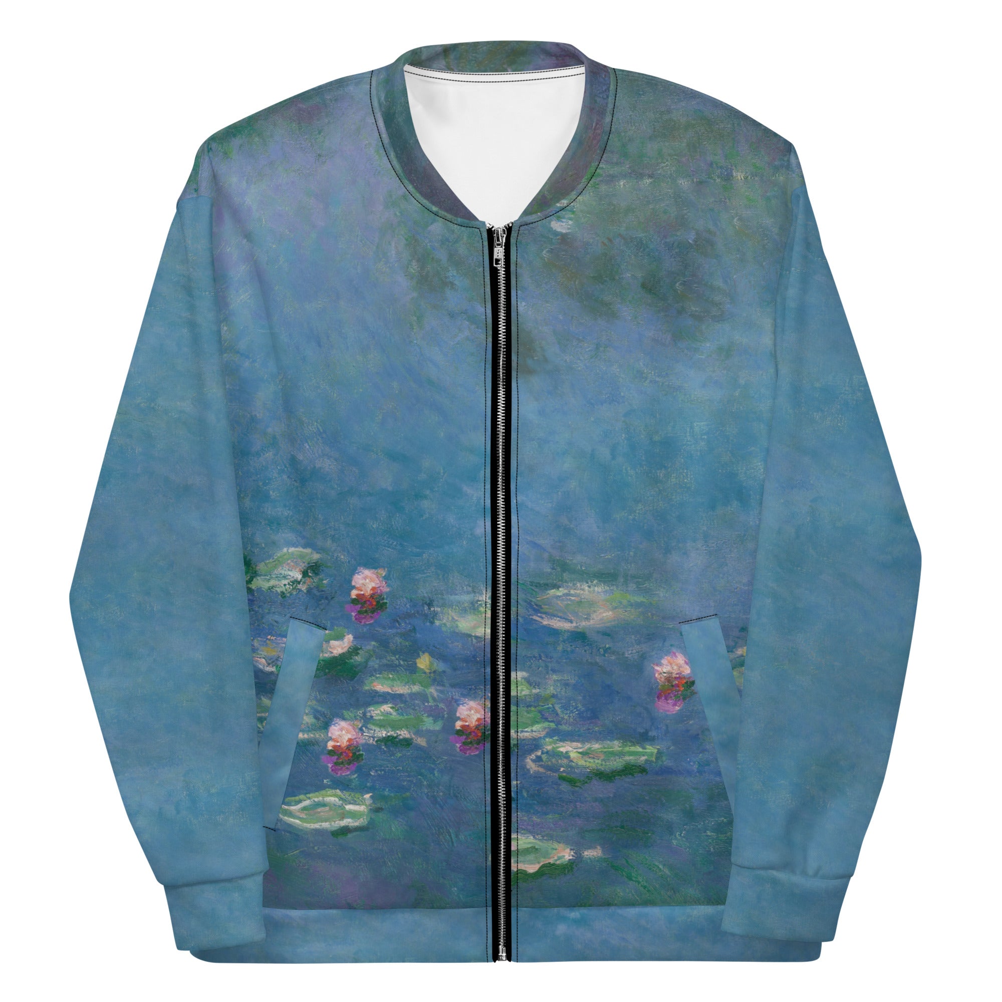 Bomberjacke mit berühmtem Gemälde „Seerosen“ von Claude Monet | Bomberjacke mit Allover-Print, Unisex