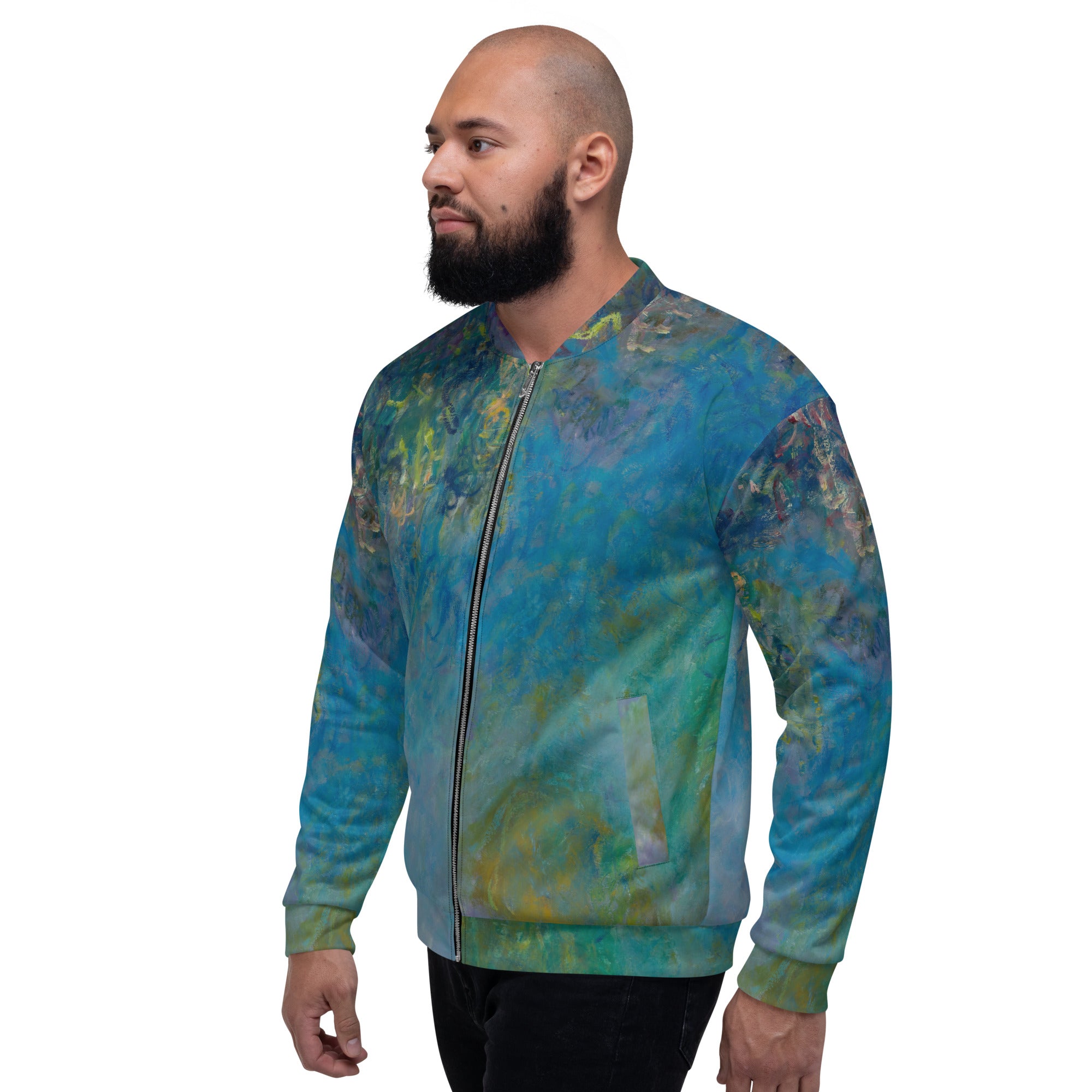 Claude Monet 'Wisteria' beroemde schilderij Bomberjack | Unisex kunstbommenwerper met allover print