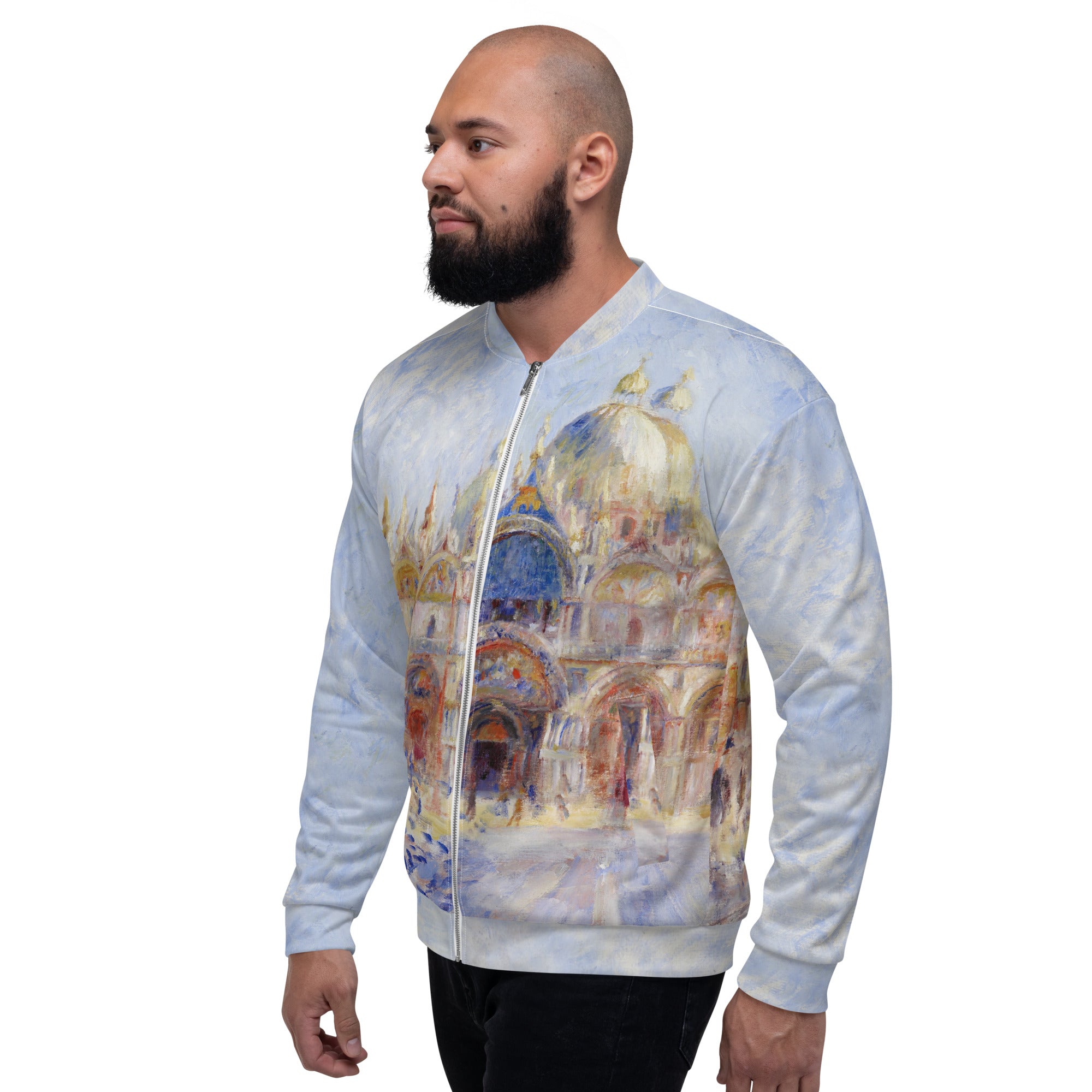 Pierre-Auguste Renoir 'Het Piazza San Marco, Venetië' Beroemd schilderij Bomberjack | Allover print unisex kunstbommenwerperjack