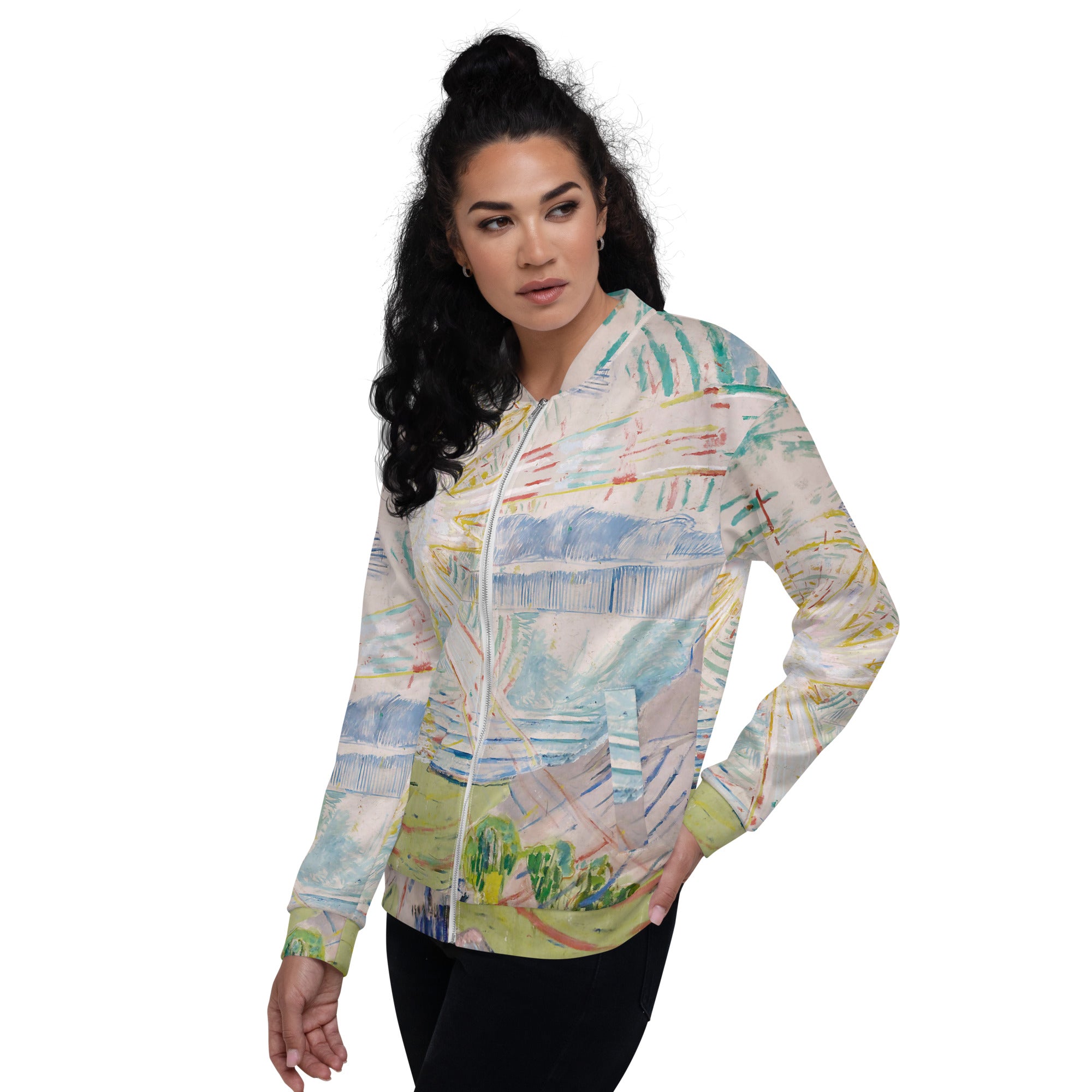 Edvard Munch 'The Sun' beroemde schilderij Bomberjack | Allover print unisex kunstbommenwerperjack