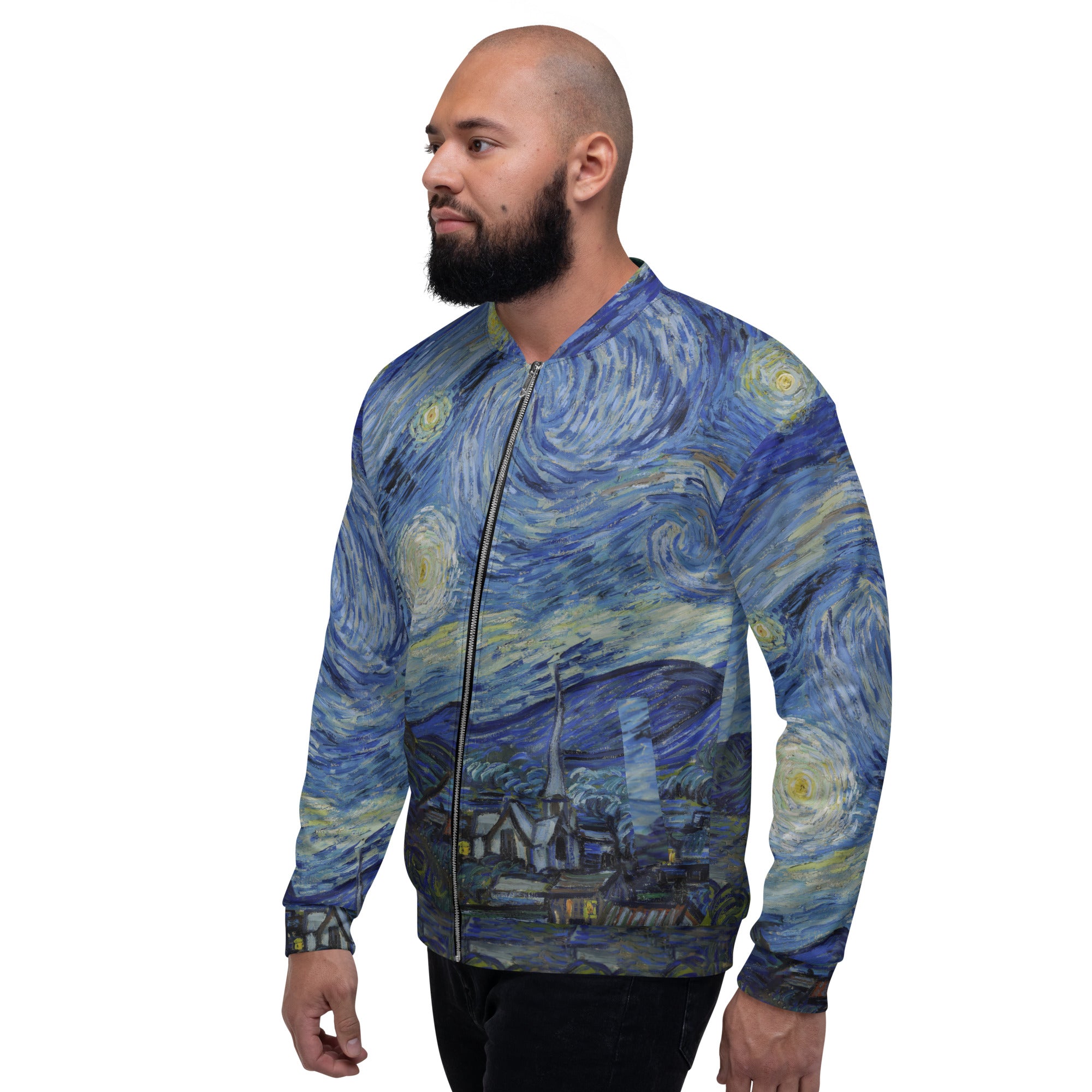 Vincent van Gogh 'Sterrennacht' Beroemd schilderij Bomberjack | Allover print unisex kunstbommenwerperjack