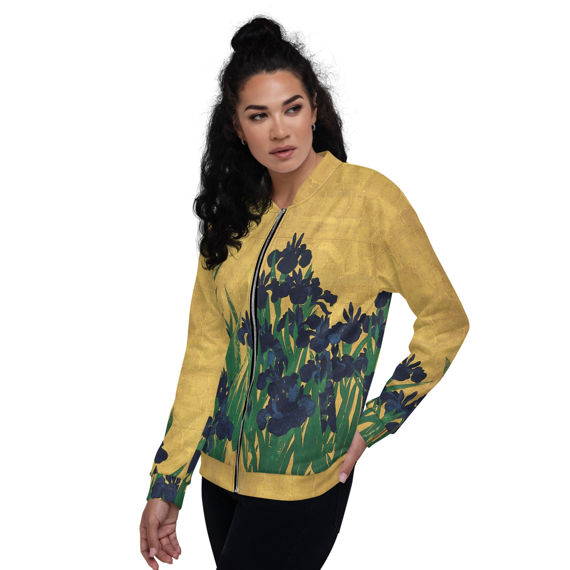 Bomberjacke mit berühmtem Gemälde „Iris“ von Ogata Kōrin | Bomberjacke mit Allover-Print, Unisex