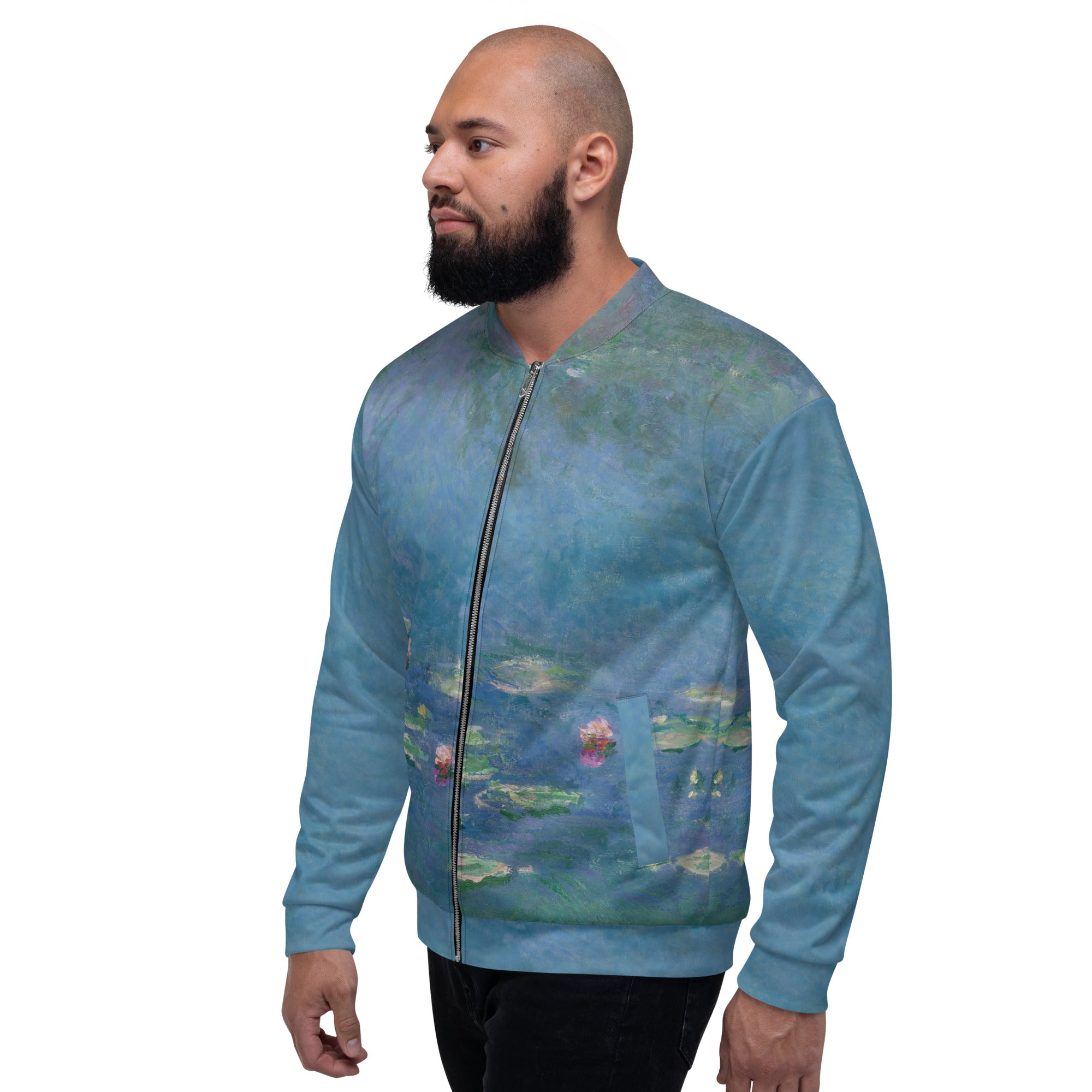 Bomberjacke mit berühmtem Gemälde „Seerosen“ von Claude Monet | Bomberjacke mit Allover-Print, Unisex