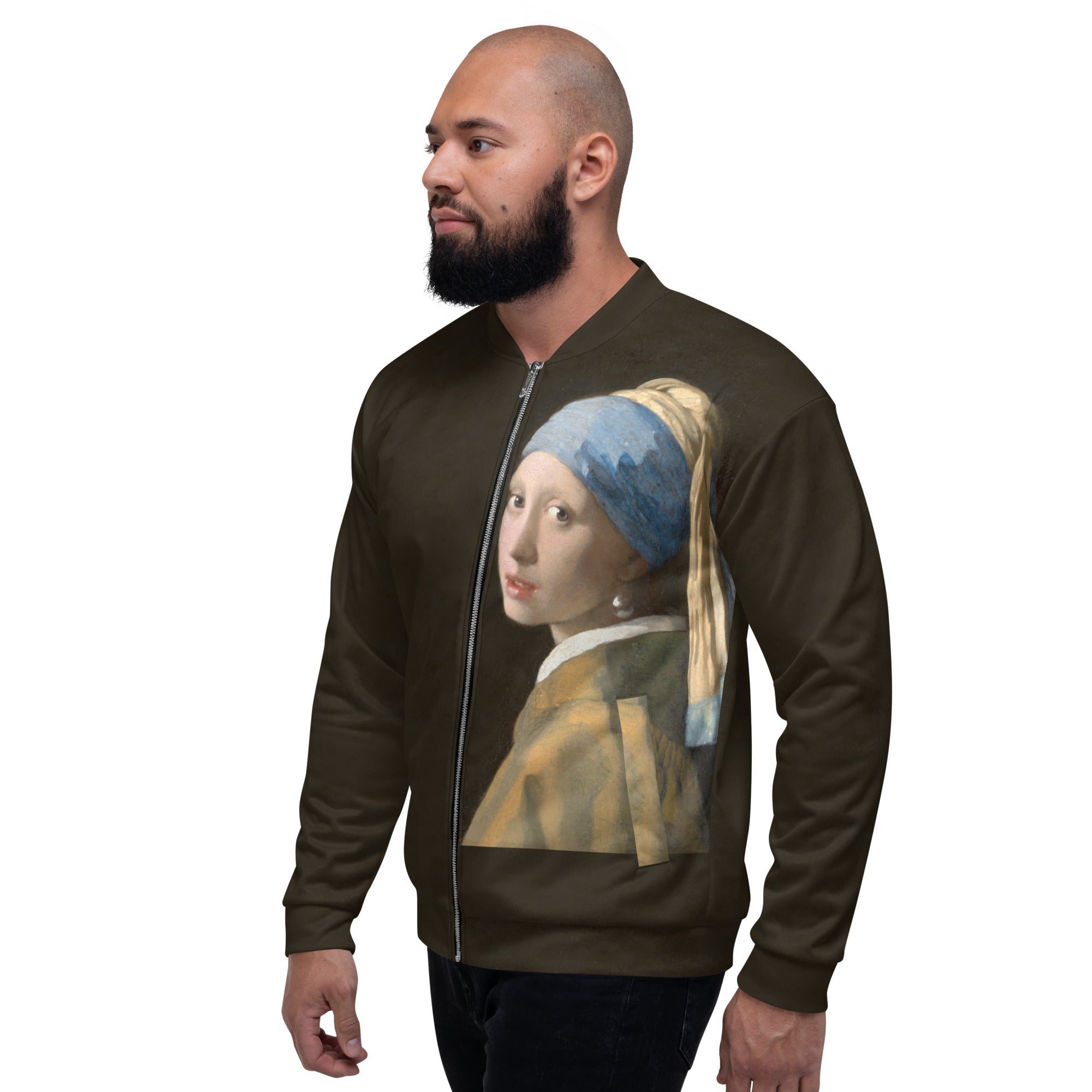 Johannes Vermeer 'Girl with a Pearl Earring' Famous Painting Bomberjack | Allover Print Unisex Art Bomber Jacket