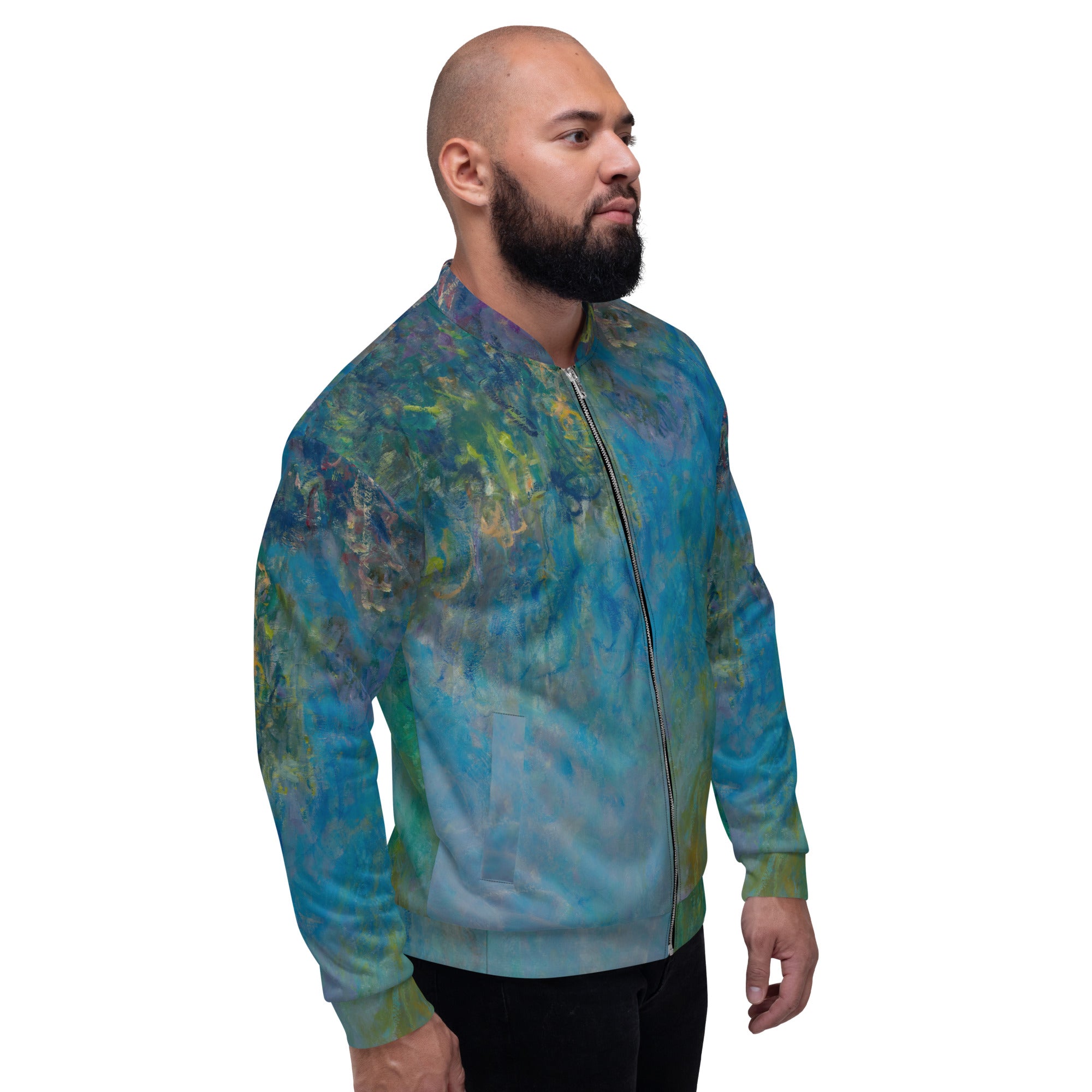 Claude Monet 'Wisteria' beroemde schilderij Bomberjack | Unisex kunstbommenwerper met allover print