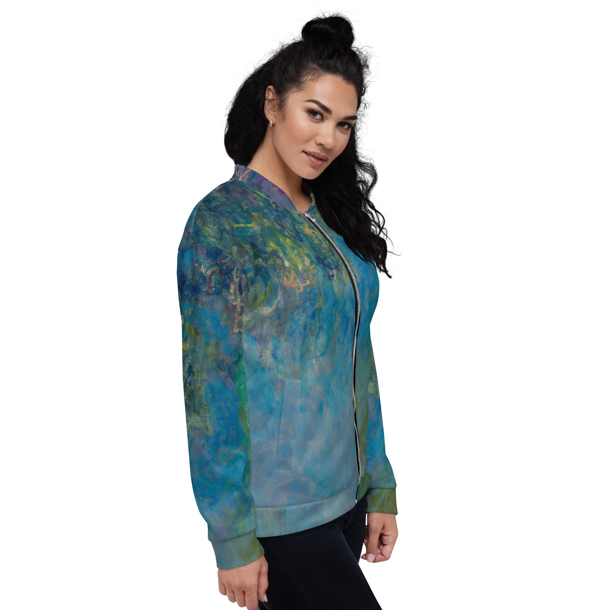 Claude Monet 'Wisteria' beroemde schilderij Bomberjack | Unisex kunstbommenwerper met allover print