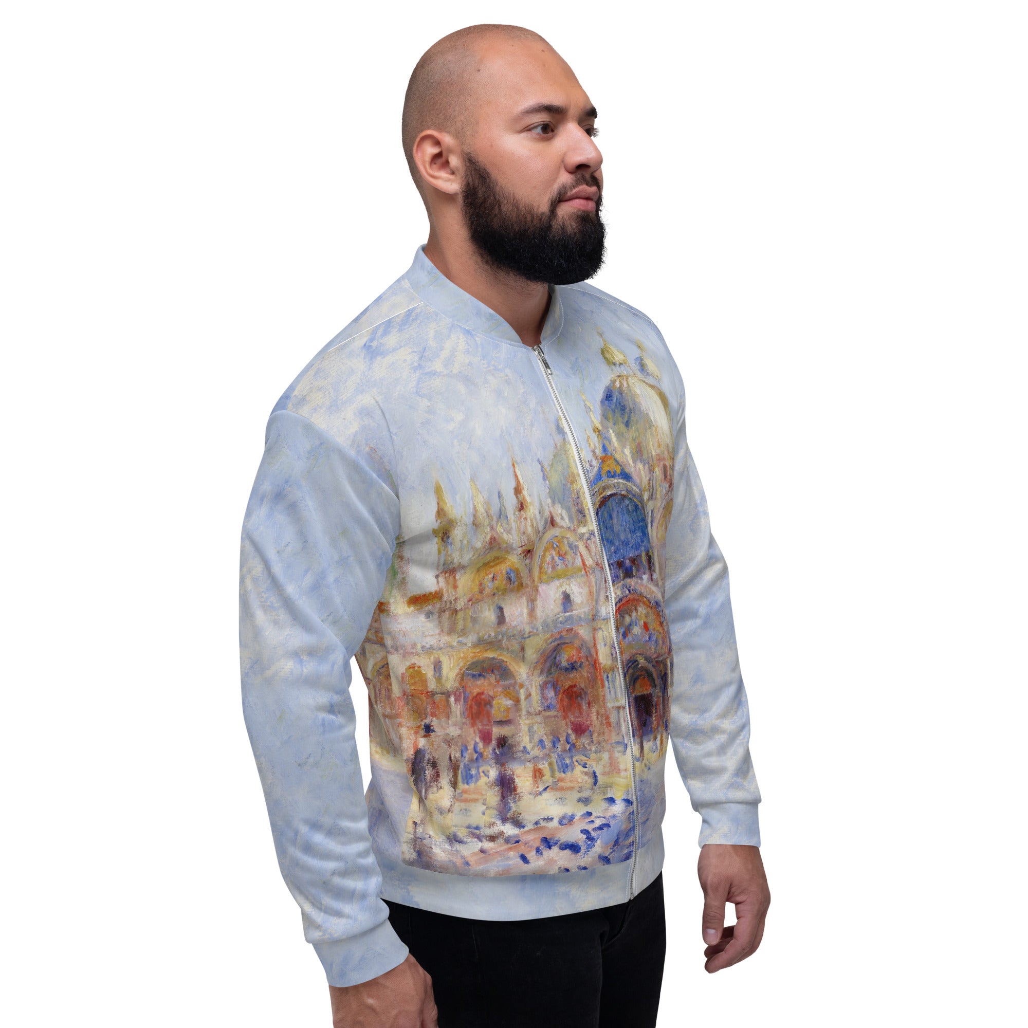 Pierre-Auguste Renoir 'Het Piazza San Marco, Venetië' Beroemd schilderij Bomberjack | Allover print unisex kunstbommenwerperjack