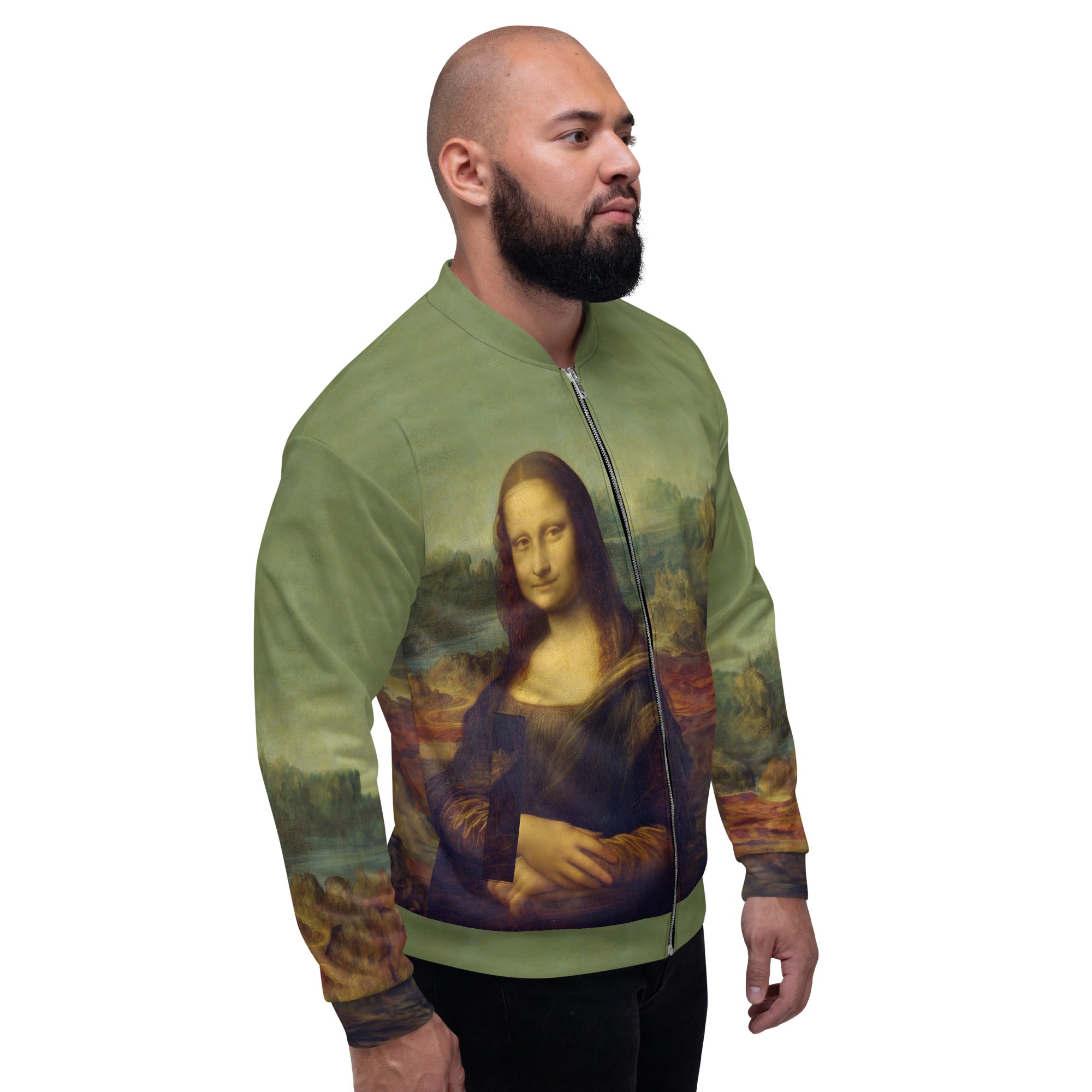 Leonardo da Vinci 'Mona Lisa' Beroemd schilderij Bomberjack | Allover print unisex kunstbommenwerperjack