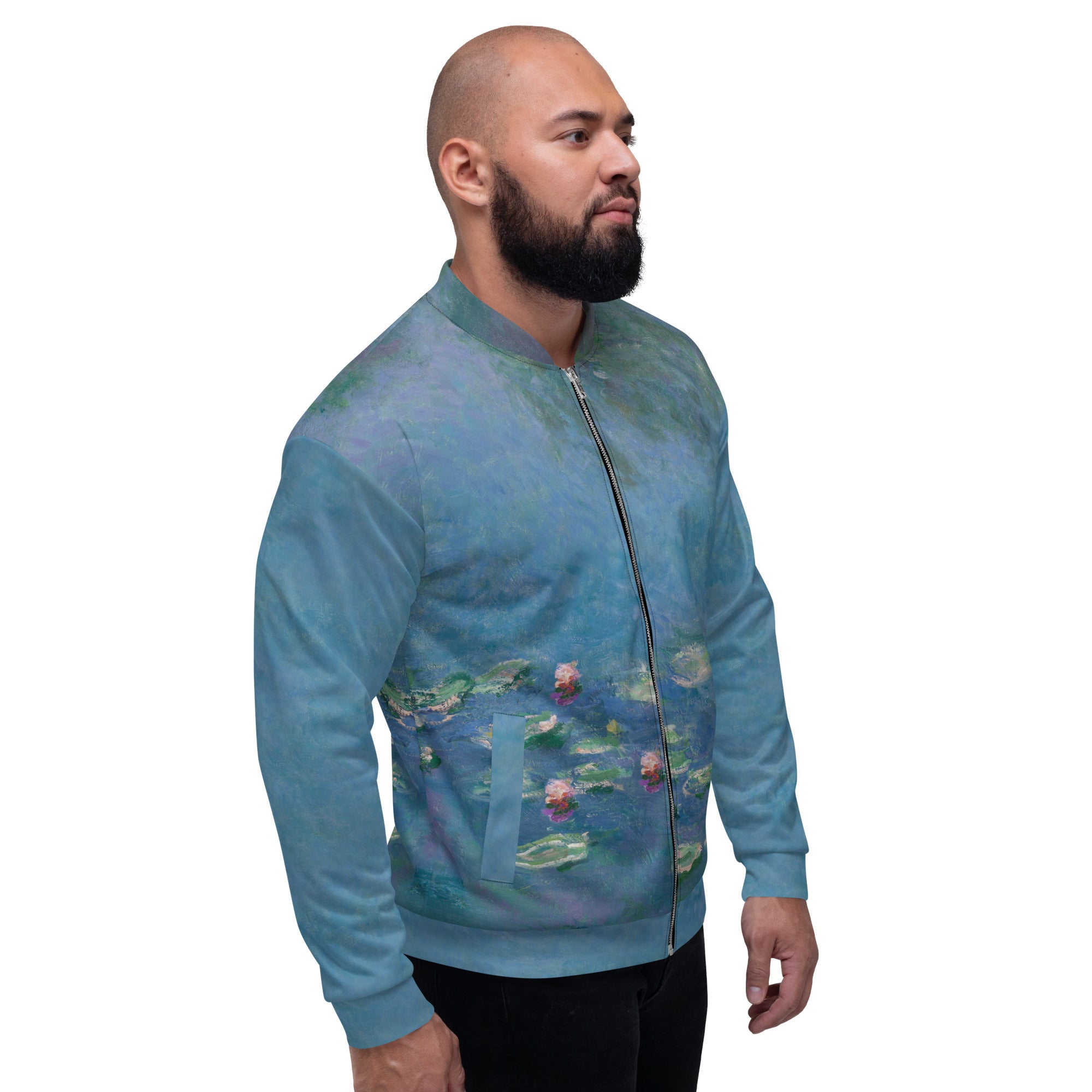 Bomberjacke mit berühmtem Gemälde „Seerosen“ von Claude Monet | Bomberjacke mit Allover-Print, Unisex