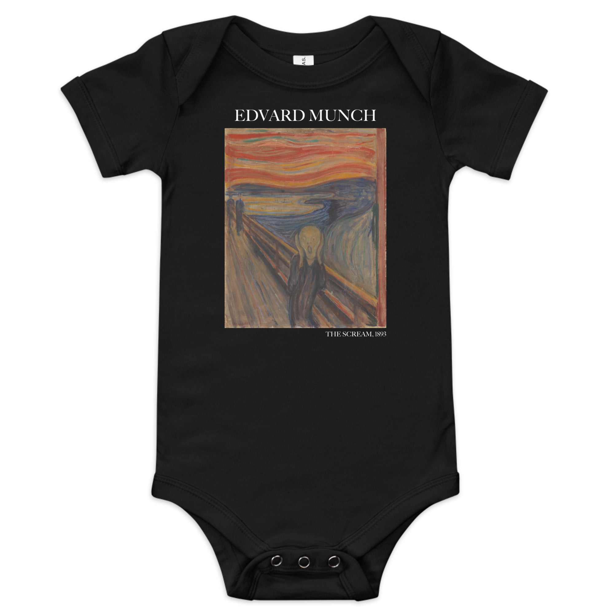Edvard Munch 'The Scream' beroemd schilderij korte mouw ééndelig | Premium Baby Art één mouw