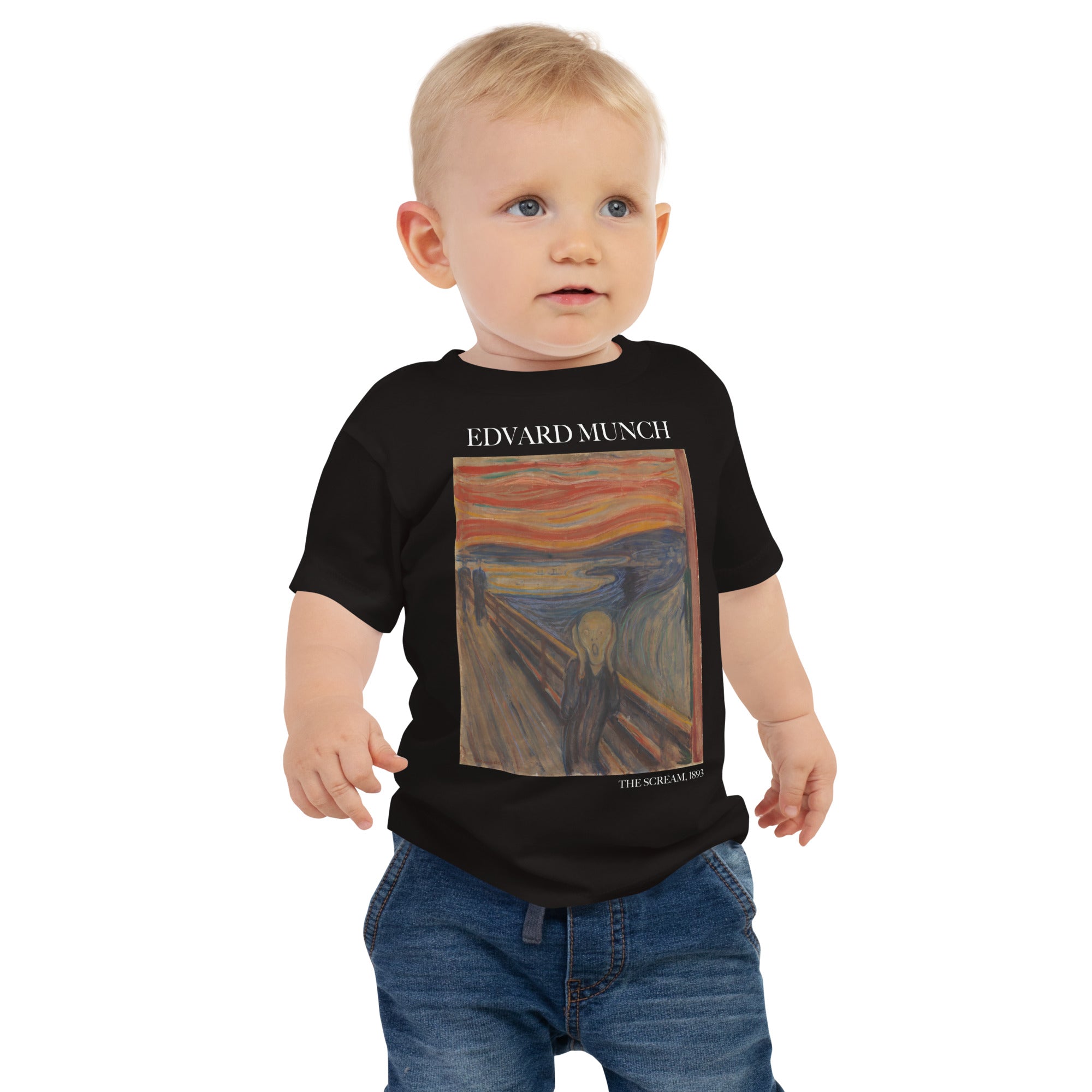 Edvard Munch 'The Scream' Beroemd Schilderij Basis T-shirt voor baby's Premium babykunst-T-shirt