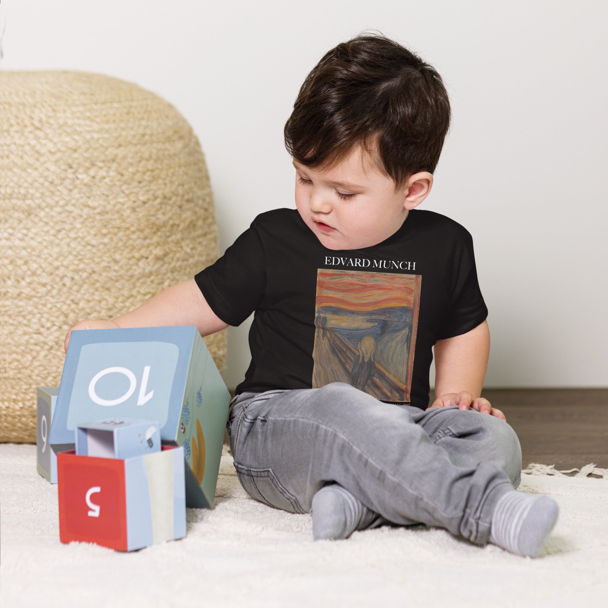 Edvard Munch 'The Scream' Beroemd Schilderij Basis T-shirt voor baby's Premium babykunst-T-shirt