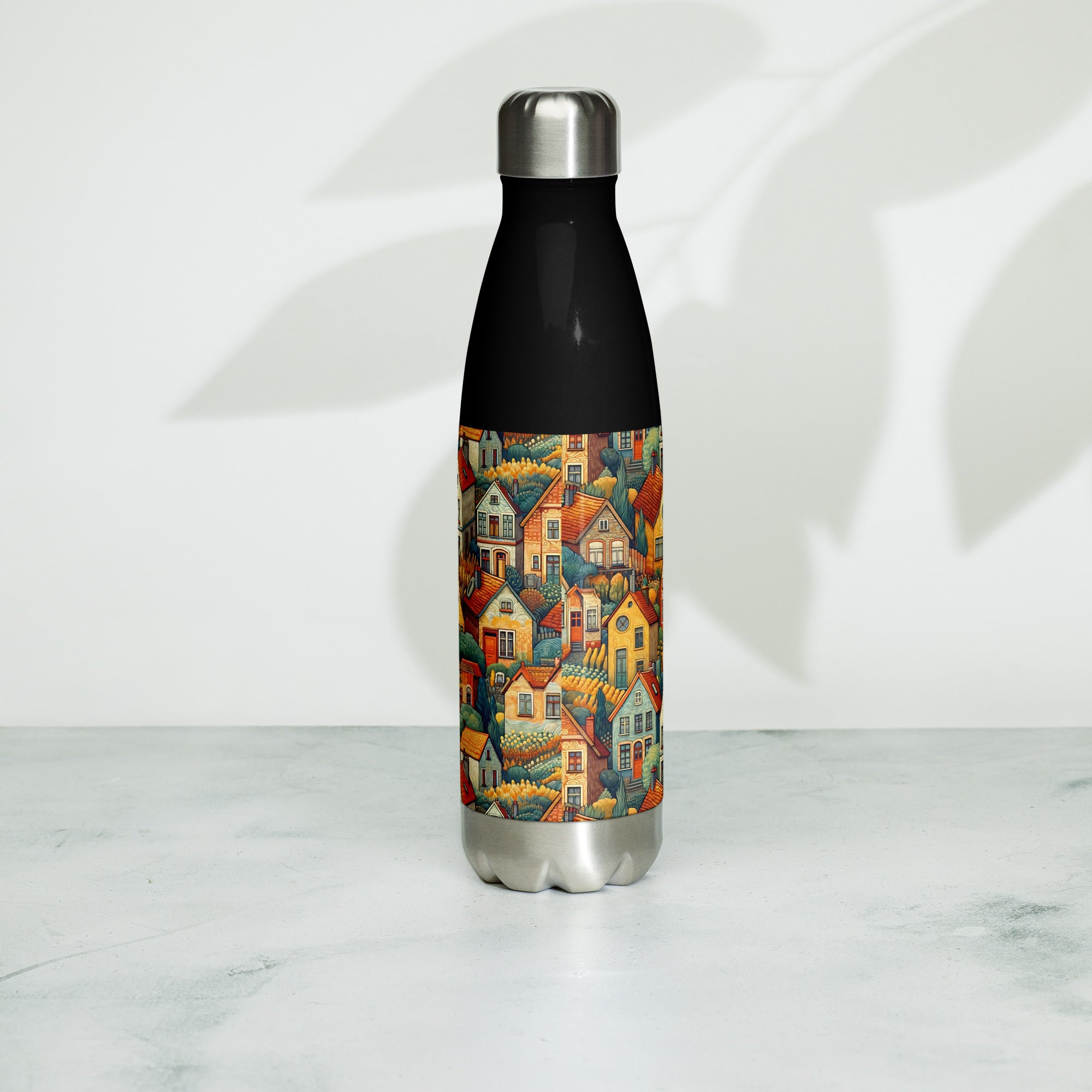 Vincent van Gogh 'Houses at Auvers' Famous Painting Water Bottle | Stainless Steel Art Water Bottle