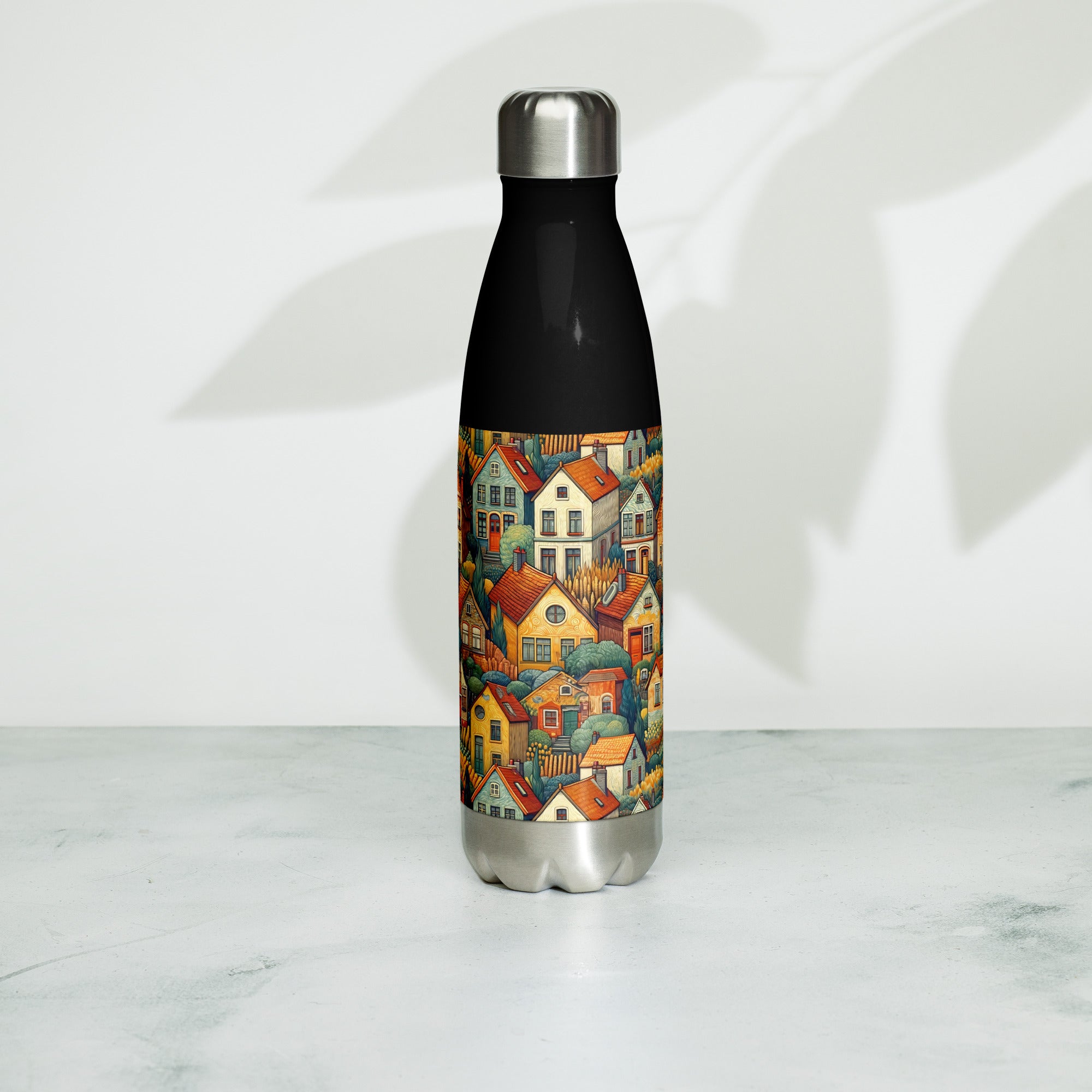 Vincent van Gogh 'Houses at Auvers' Famous Painting Water Bottle | Stainless Steel Art Water Bottle