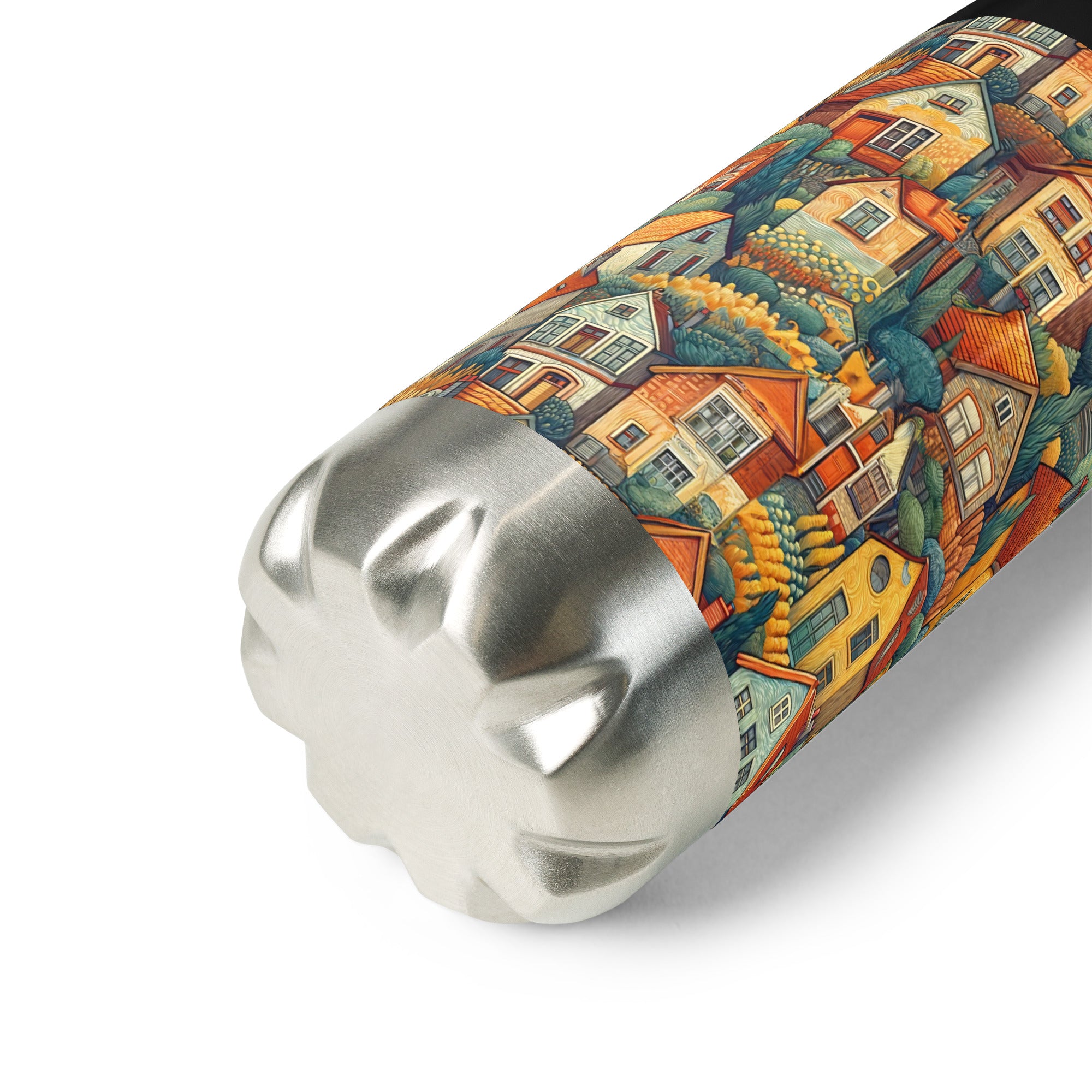 Vincent van Gogh 'Houses at Auvers' Famous Painting Water Bottle | Stainless Steel Art Water Bottle