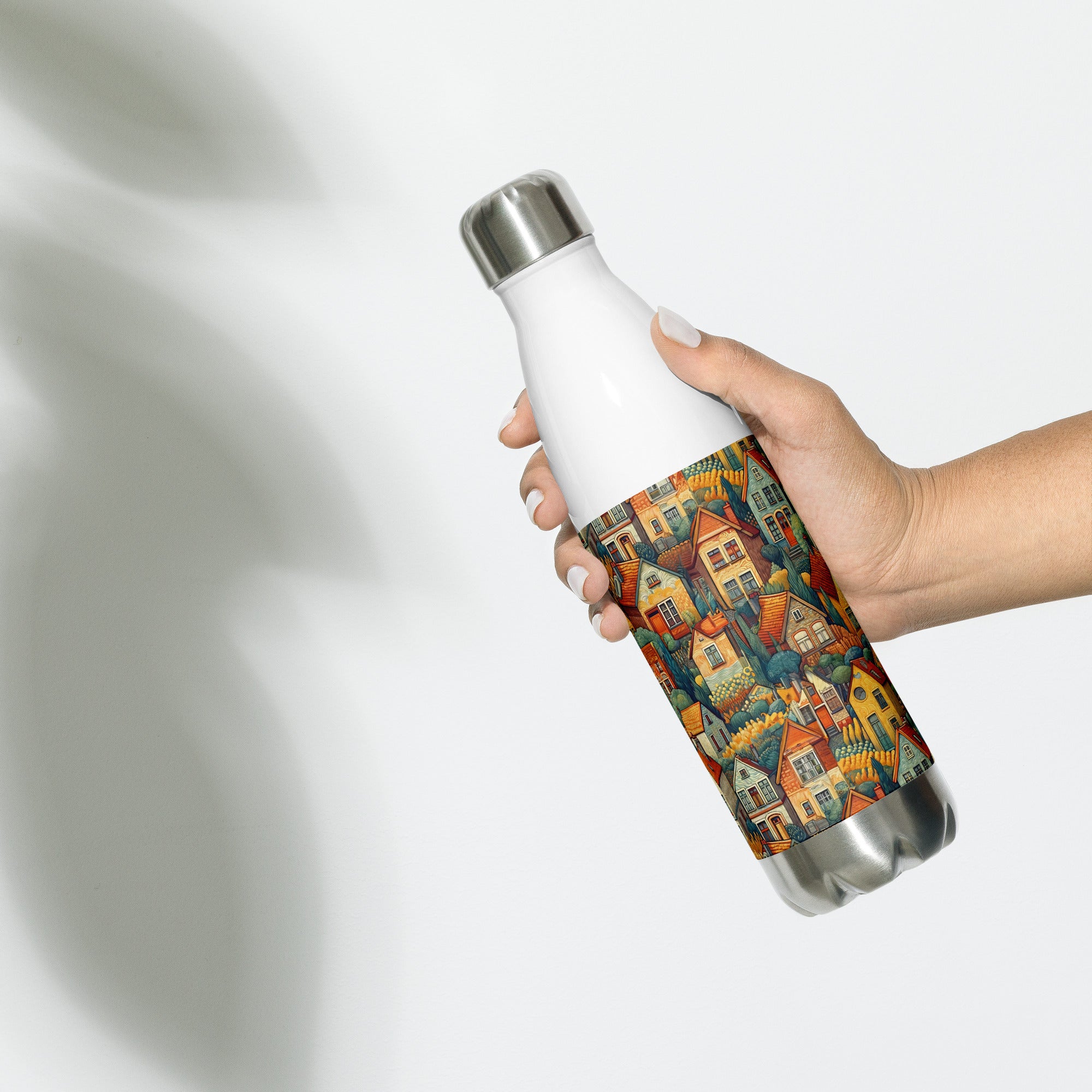 Vincent van Gogh 'Houses at Auvers' Famous Painting Water Bottle | Stainless Steel Art Water Bottle