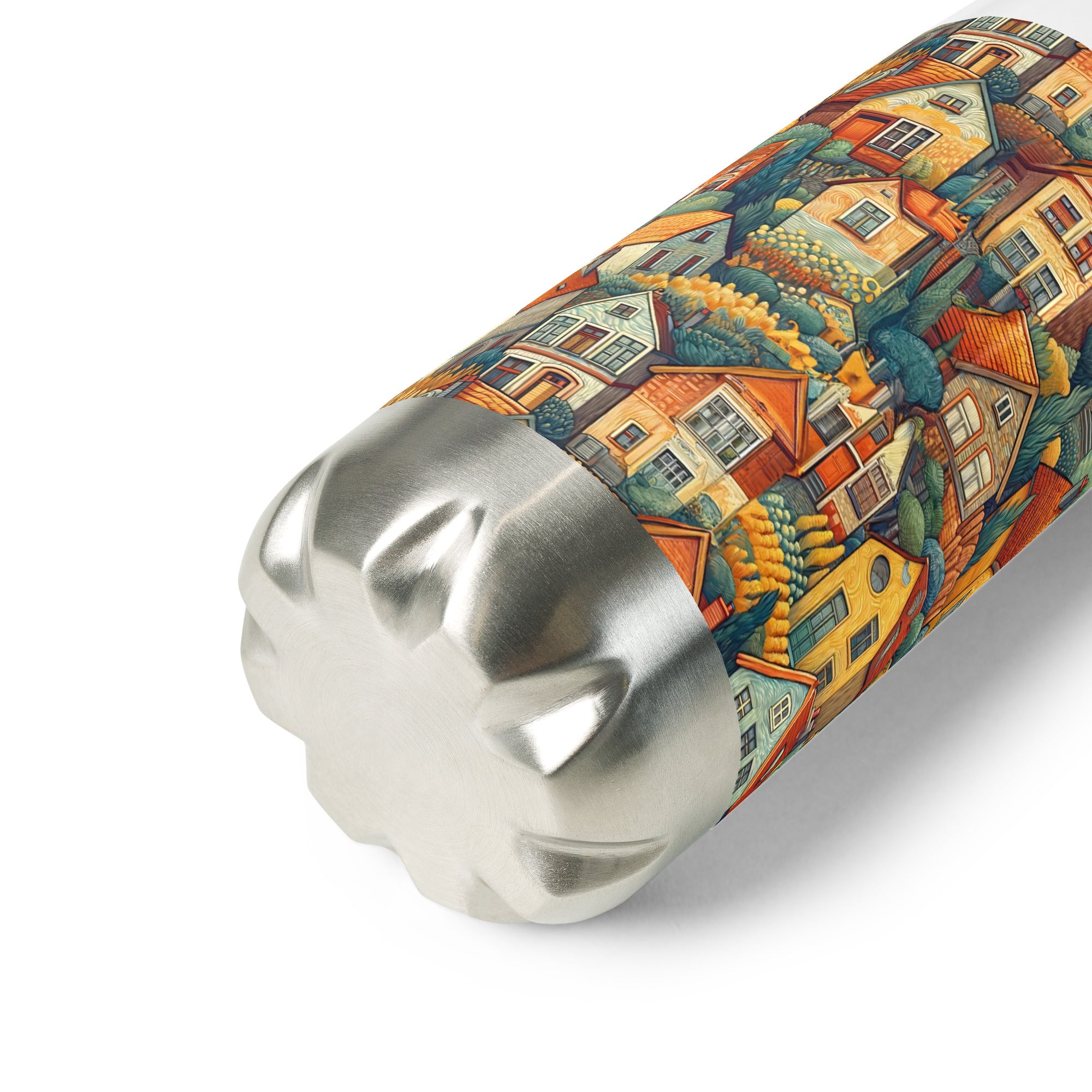Vincent van Gogh 'Houses at Auvers' Famous Painting Water Bottle | Stainless Steel Art Water Bottle