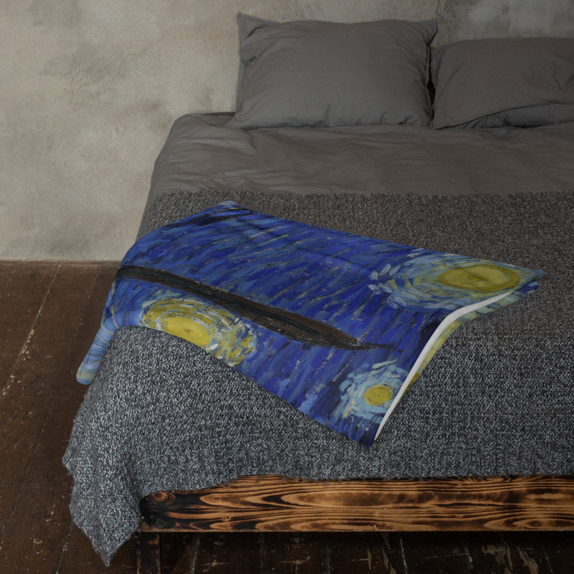 Überwurfdecke „Sternennacht“ von Vincent van Gogh, berühmtes Gemälde | Hochwertiger Kunstüberwurf