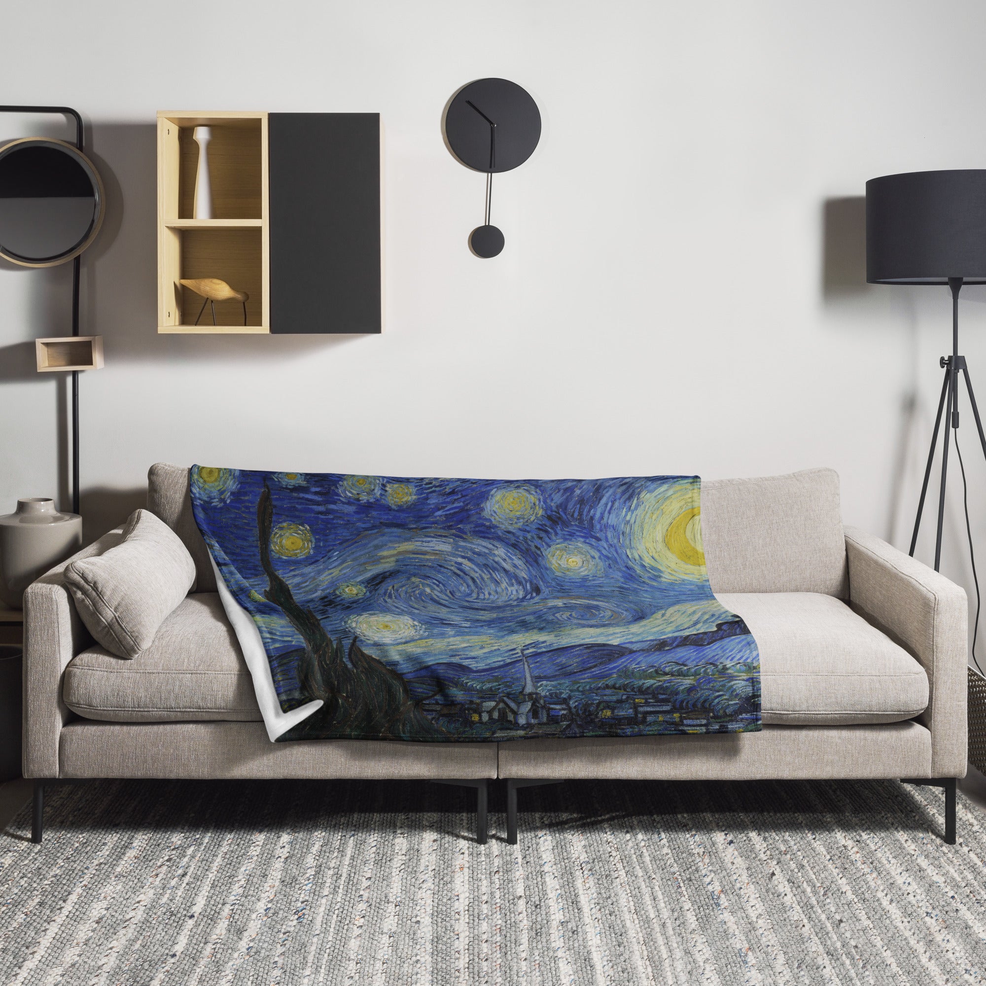 Überwurfdecke „Sternennacht“ von Vincent van Gogh, berühmtes Gemälde | Hochwertiger Kunstüberwurf