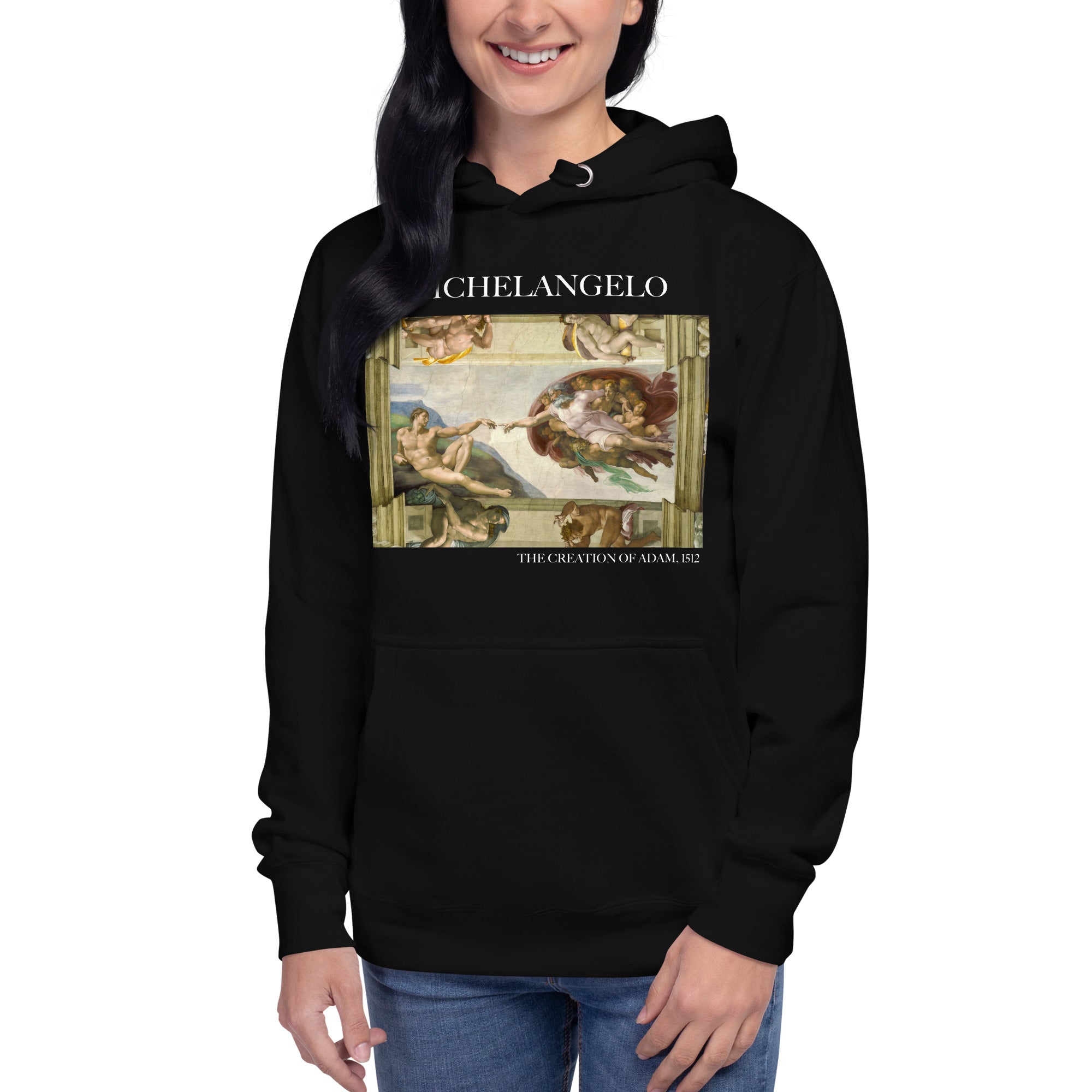 Michelangelo 'De schepping van Adam' beroemde schilderij hoodie | Unisex premium kunst hoodie