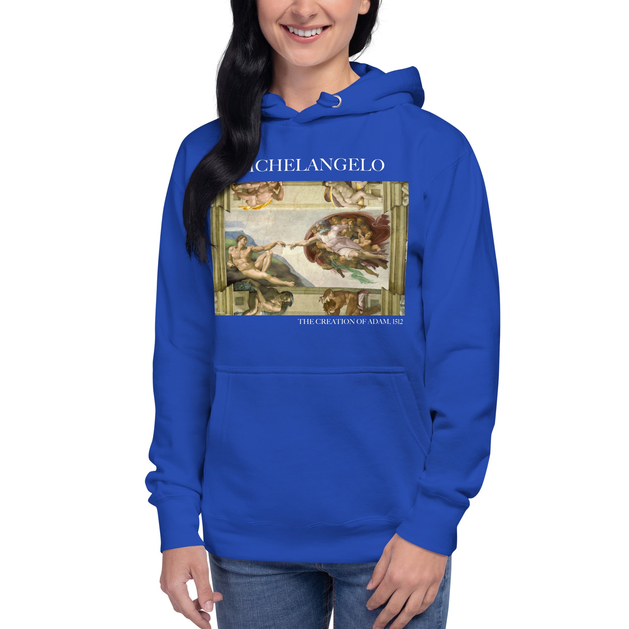 Michelangelo 'De schepping van Adam' beroemde schilderij hoodie | Unisex premium kunst hoodie