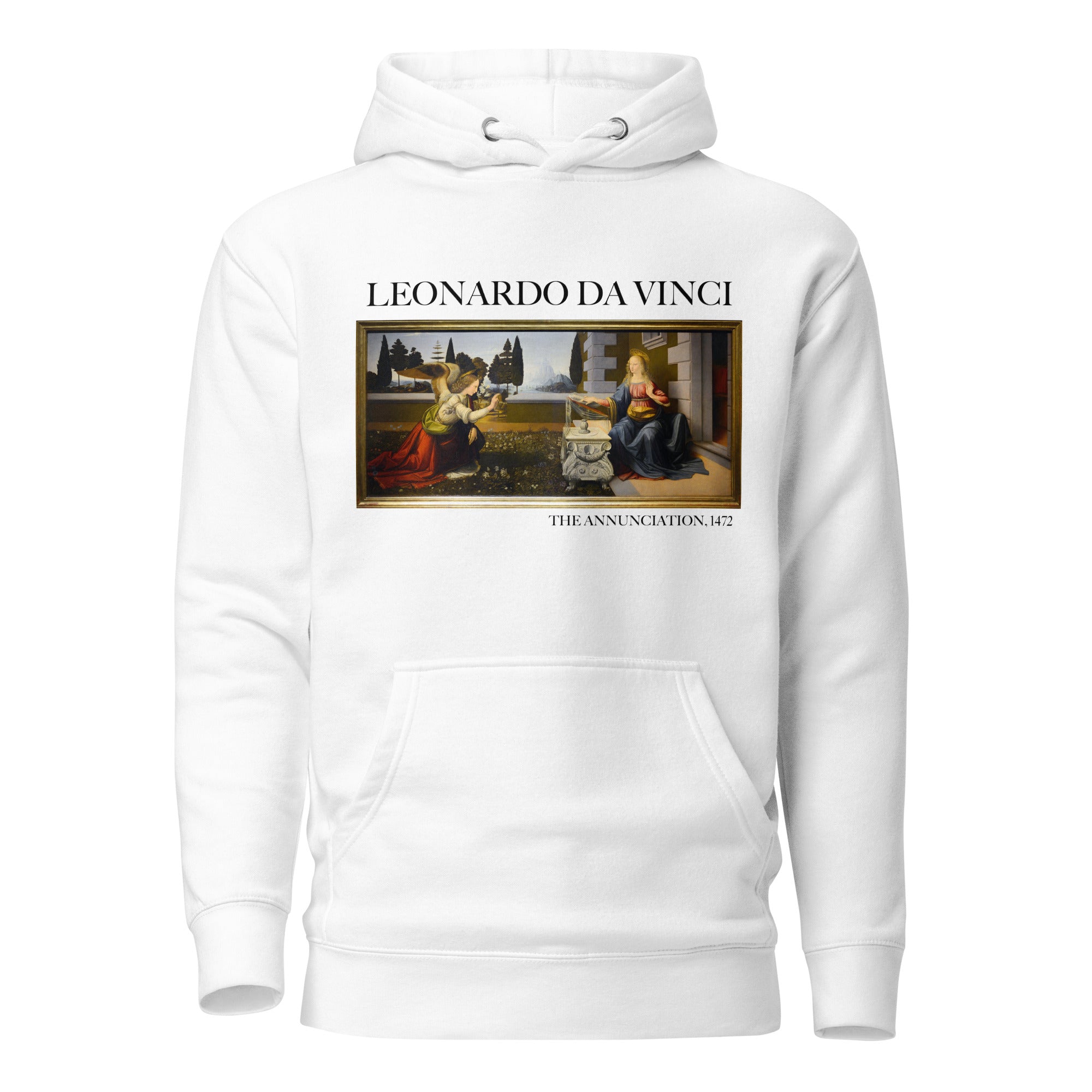 Kapuzenpullover mit beruhmtem Gemalde Die Verkundigung von Leonardo da Vinci Unisex Kapuzenpullover mit Premium Kunstmotiv