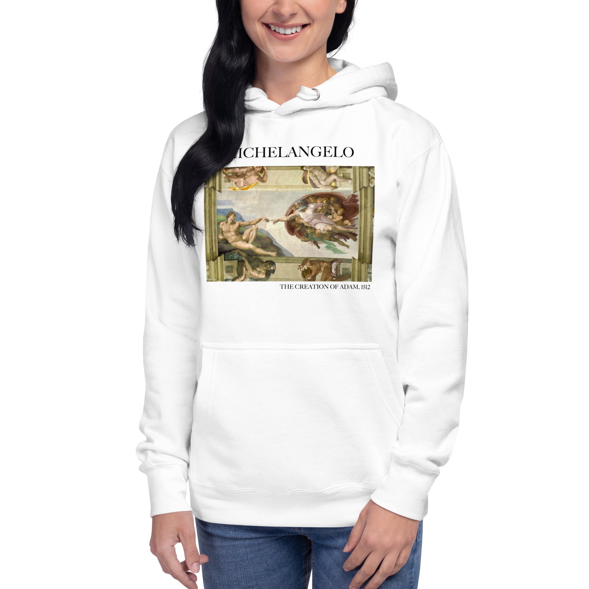 Michelangelo 'De schepping van Adam' beroemde schilderij hoodie | Unisex premium kunst hoodie