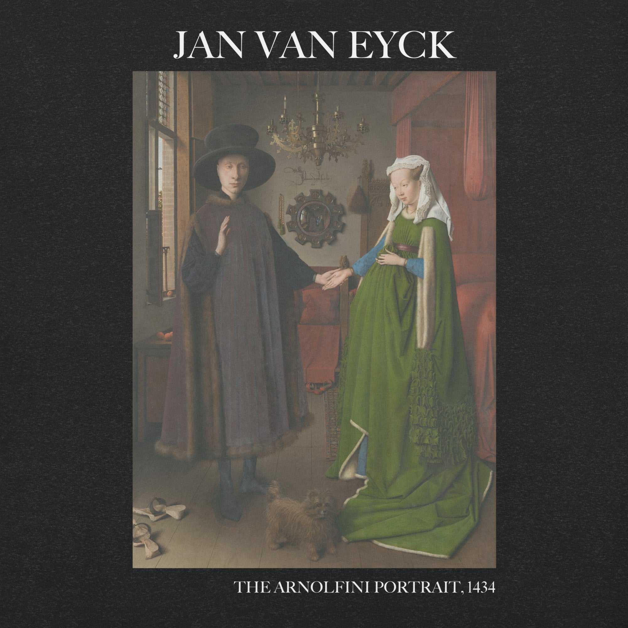 Jan van Eyck 'Het portret van Arnolfini' ("The Arnolfini Portrait") Beroemd Schilderij T-Shirt | Unisex Klassiek Kunst T-shirt