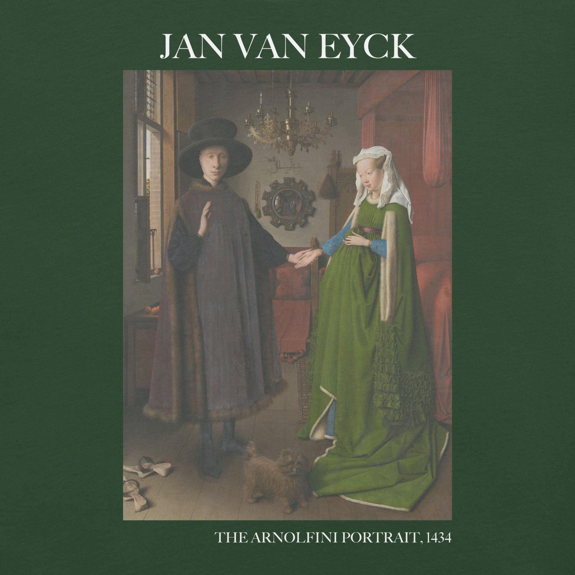 Jan van Eyck 'Het portret van Arnolfini' ("The Arnolfini Portrait") Beroemd Schilderij T-Shirt | Unisex Klassiek Kunst T-shirt