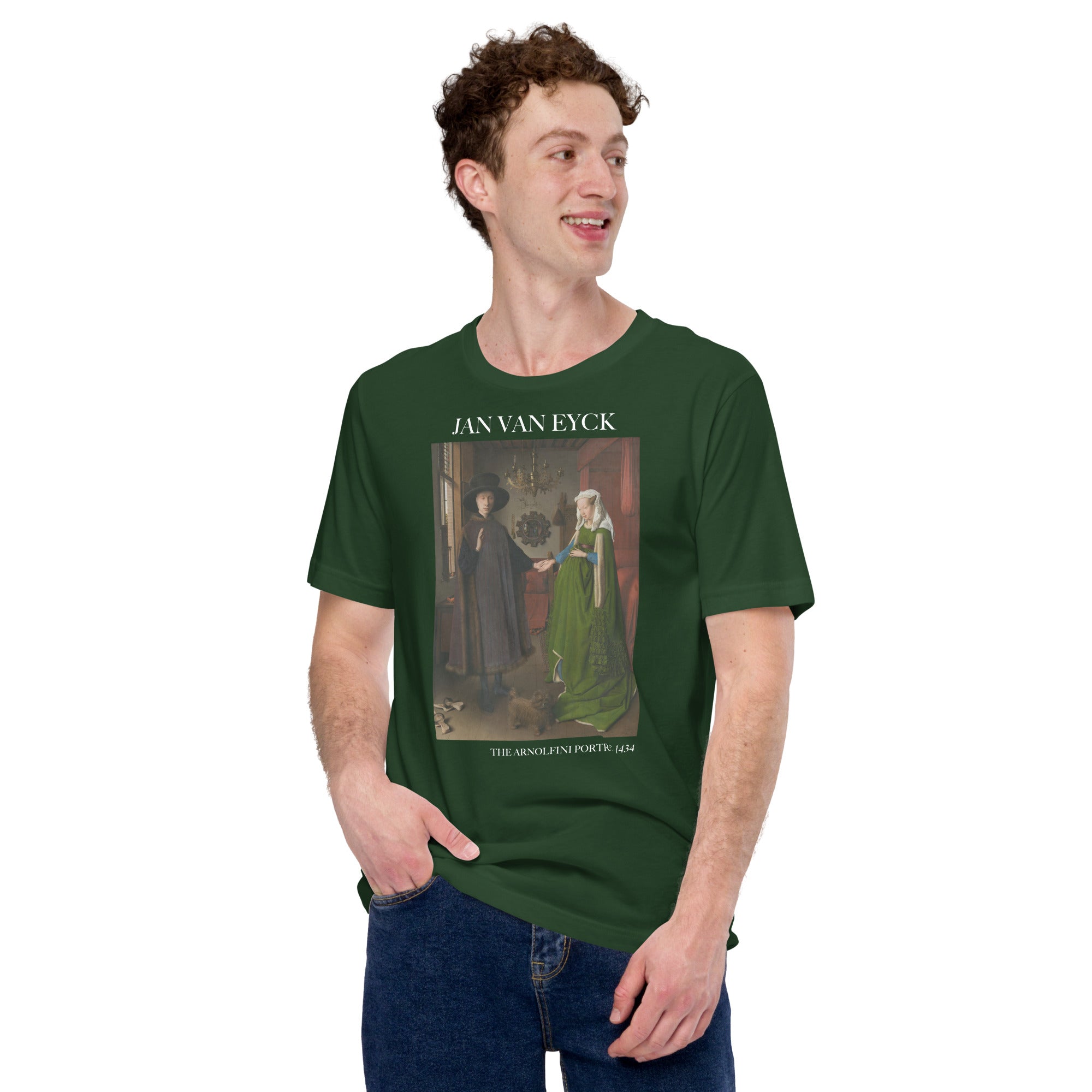 Jan van Eyck 'Het portret van Arnolfini' ("The Arnolfini Portrait") Beroemd Schilderij T-Shirt | Unisex Klassiek Kunst T-shirt