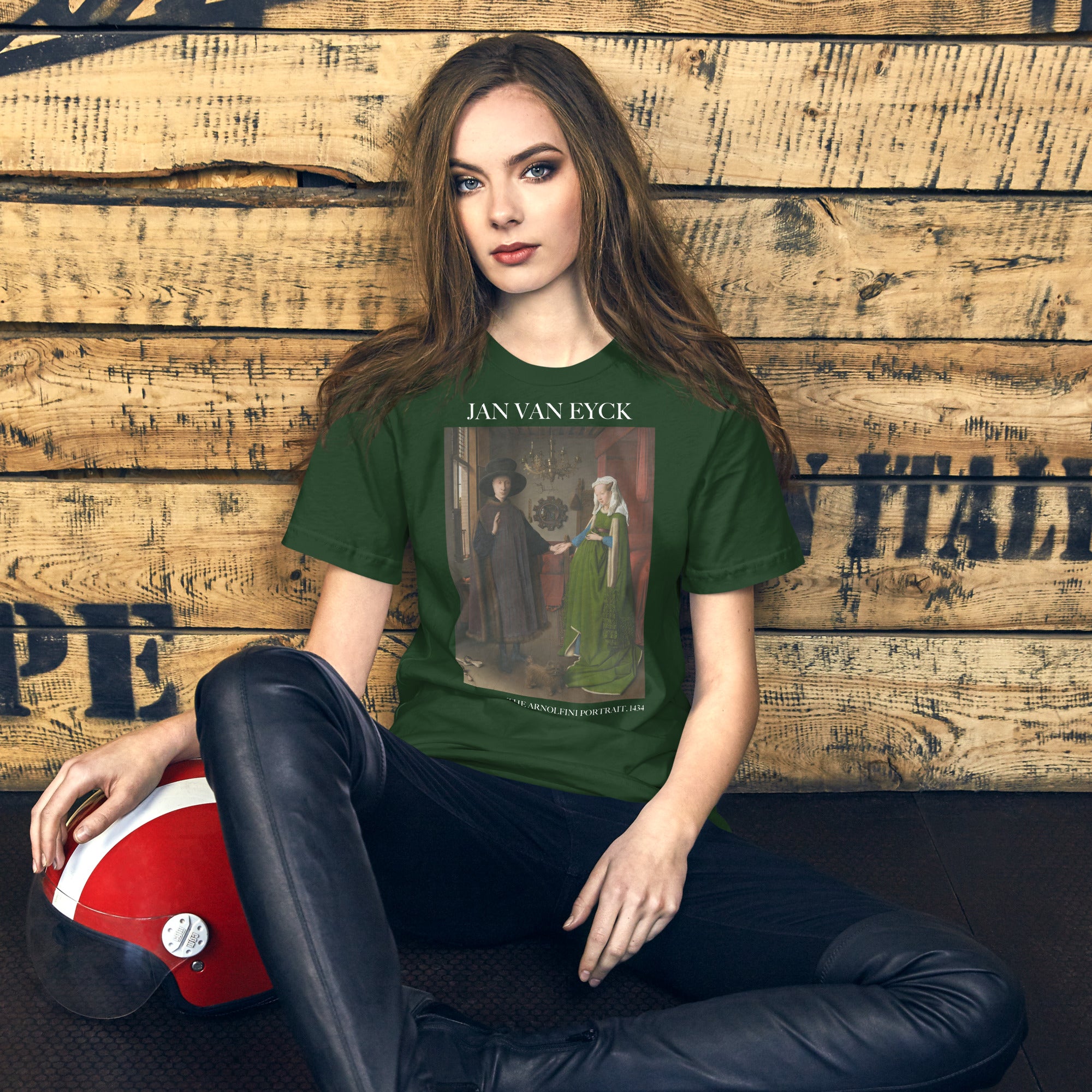 Jan van Eyck 'Het portret van Arnolfini' ("The Arnolfini Portrait") Beroemd Schilderij T-Shirt | Unisex Klassiek Kunst T-shirt