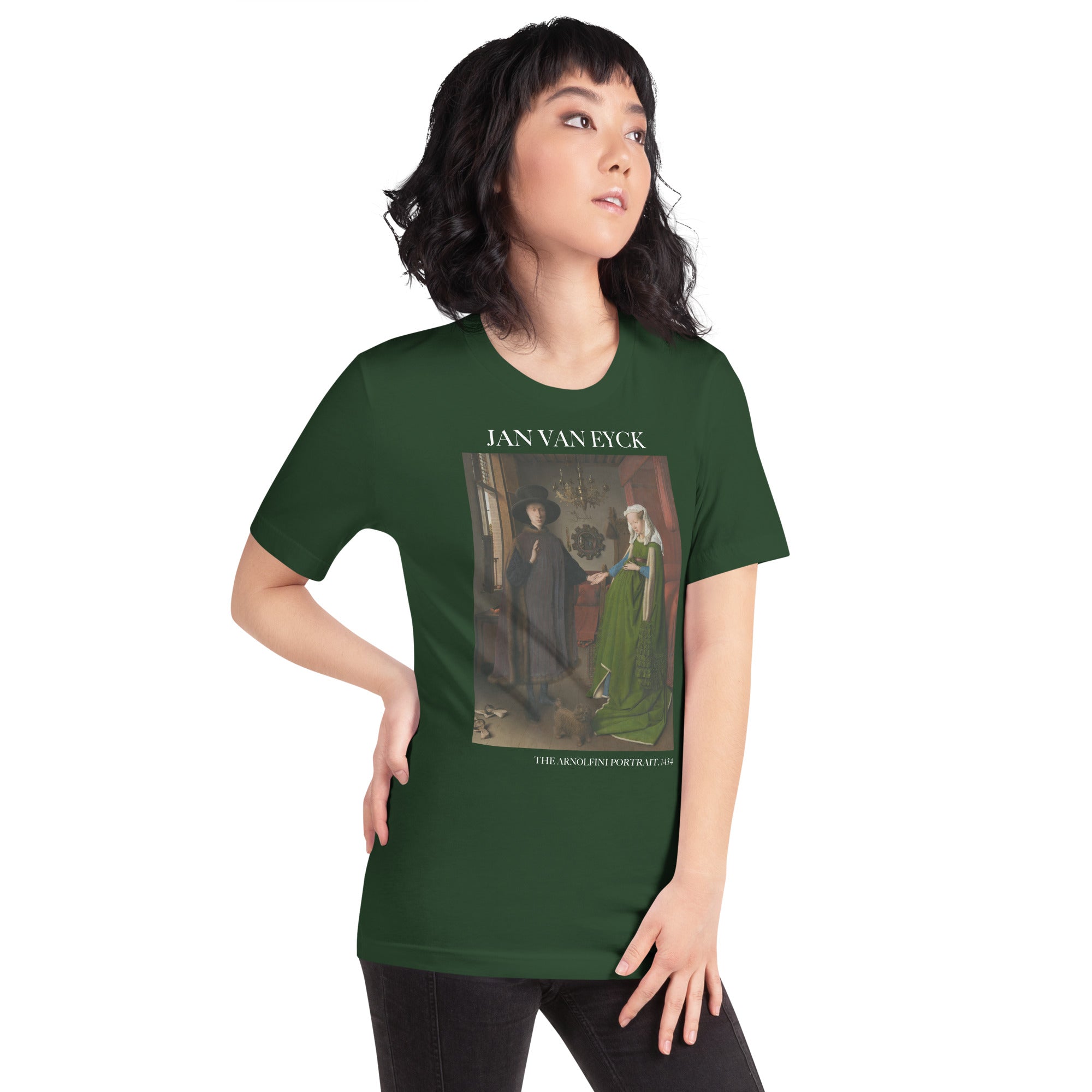 Jan van Eyck 'Het portret van Arnolfini' ("The Arnolfini Portrait") Beroemd Schilderij T-Shirt | Unisex Klassiek Kunst T-shirt