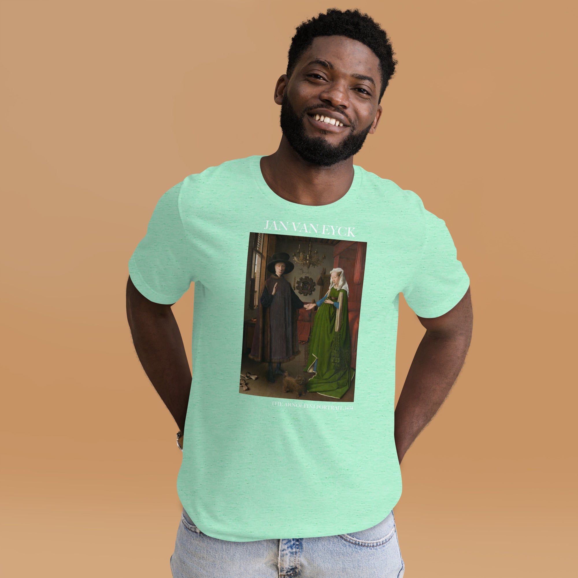 Jan van Eyck 'Het portret van Arnolfini' ("The Arnolfini Portrait") Beroemd Schilderij T-Shirt | Unisex Klassiek Kunst T-shirt
